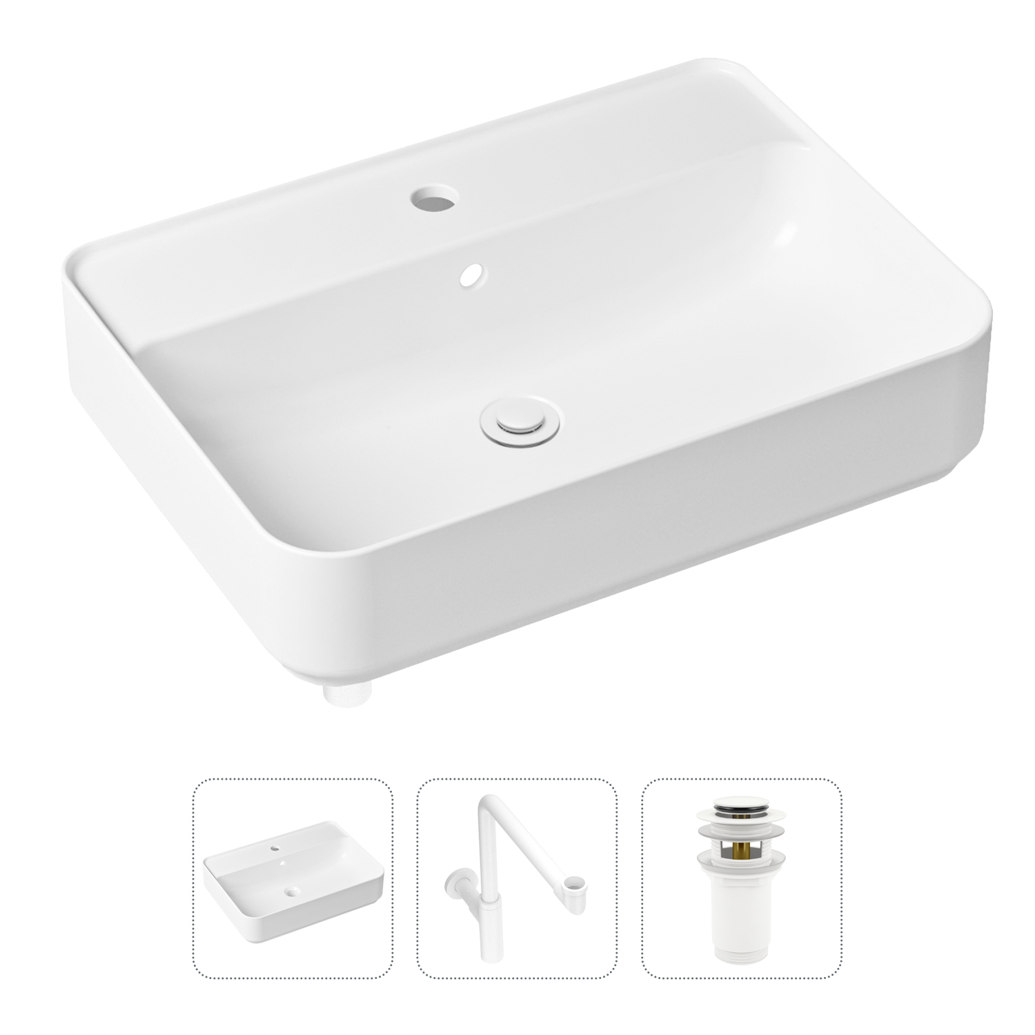 фото Комплект 3 в 1 lavinia boho bathroom sink 21520377: раковина 60 см, сифон, донный клапан