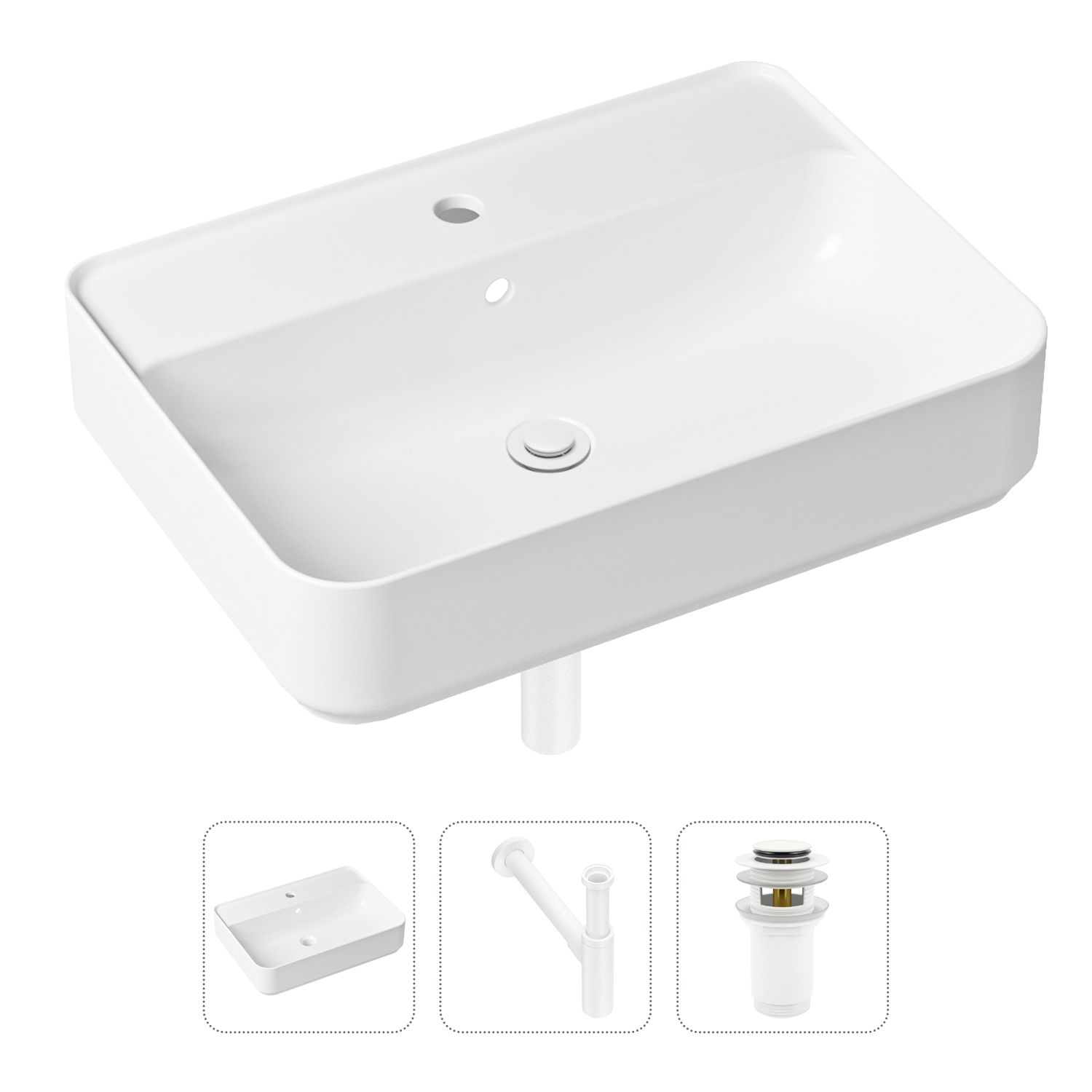 фото Комплект 3 в 1 lavinia boho bathroom sink 21520367: раковина 60 см, сифон, донный клапан