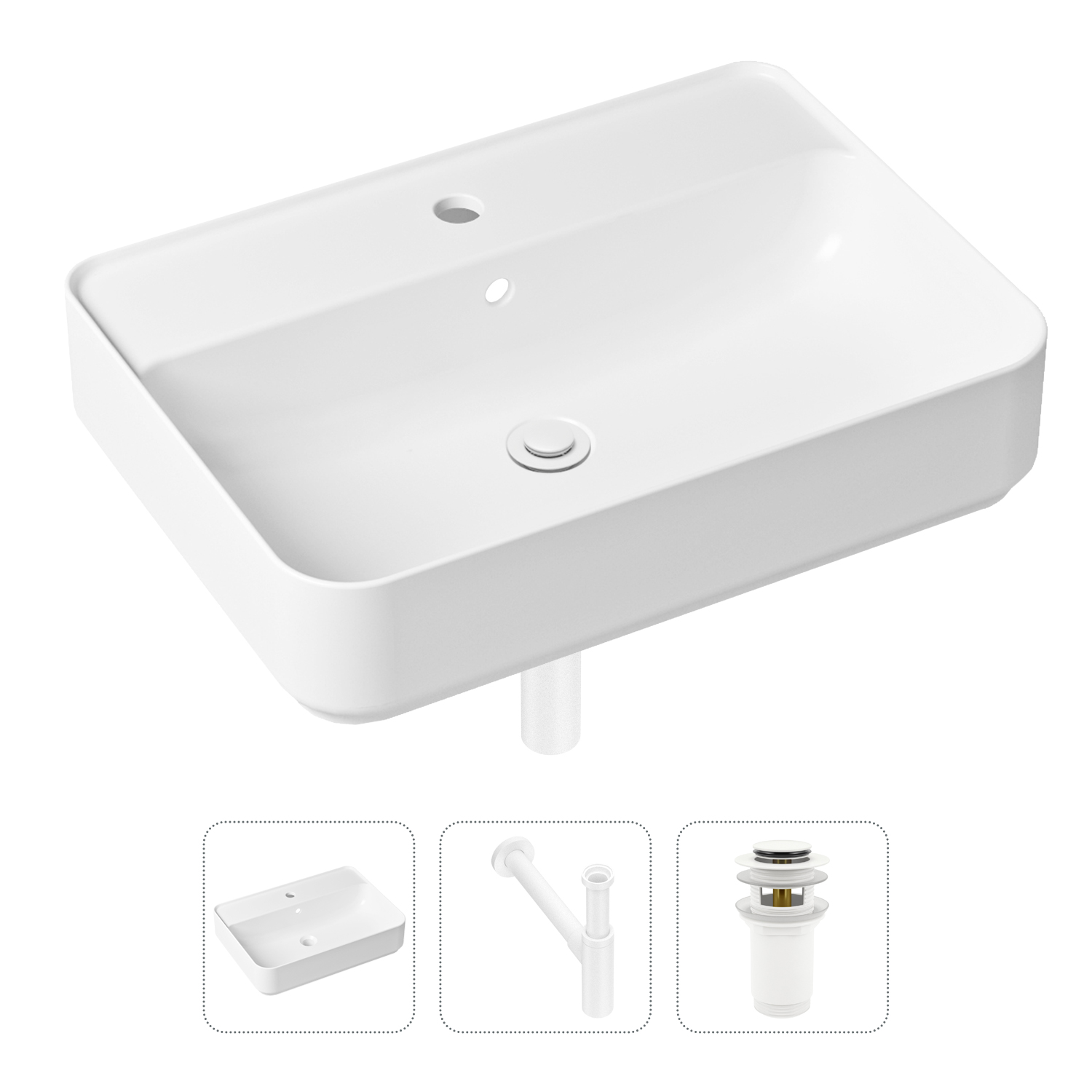 фото Комплект 3 в 1 lavinia boho bathroom sink 21520367: раковина 60 см, сифон, донный клапан