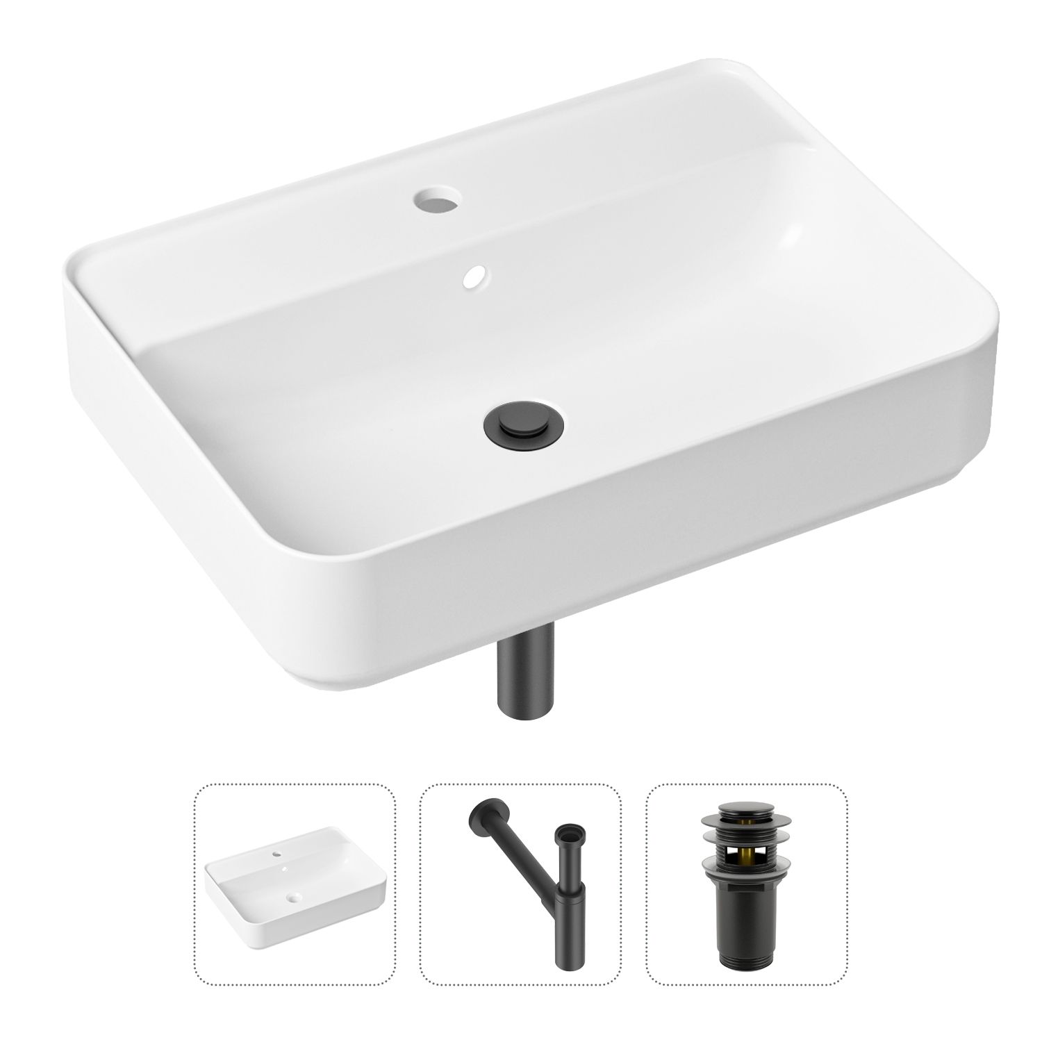 фото Комплект 3 в 1 lavinia boho bathroom sink 21520361: раковина 60 см, сифон, донный клапан