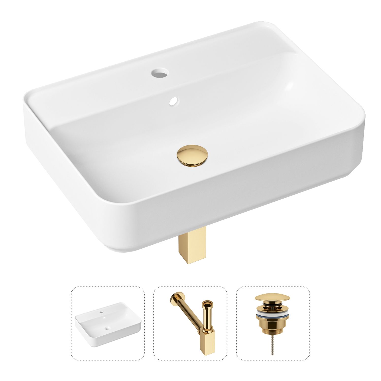 

Комплект 3 в 1 Lavinia Boho Bathroom Sink 21520344: раковина 60 см, сифон, донный клапан, Bathroom Sink 21520344