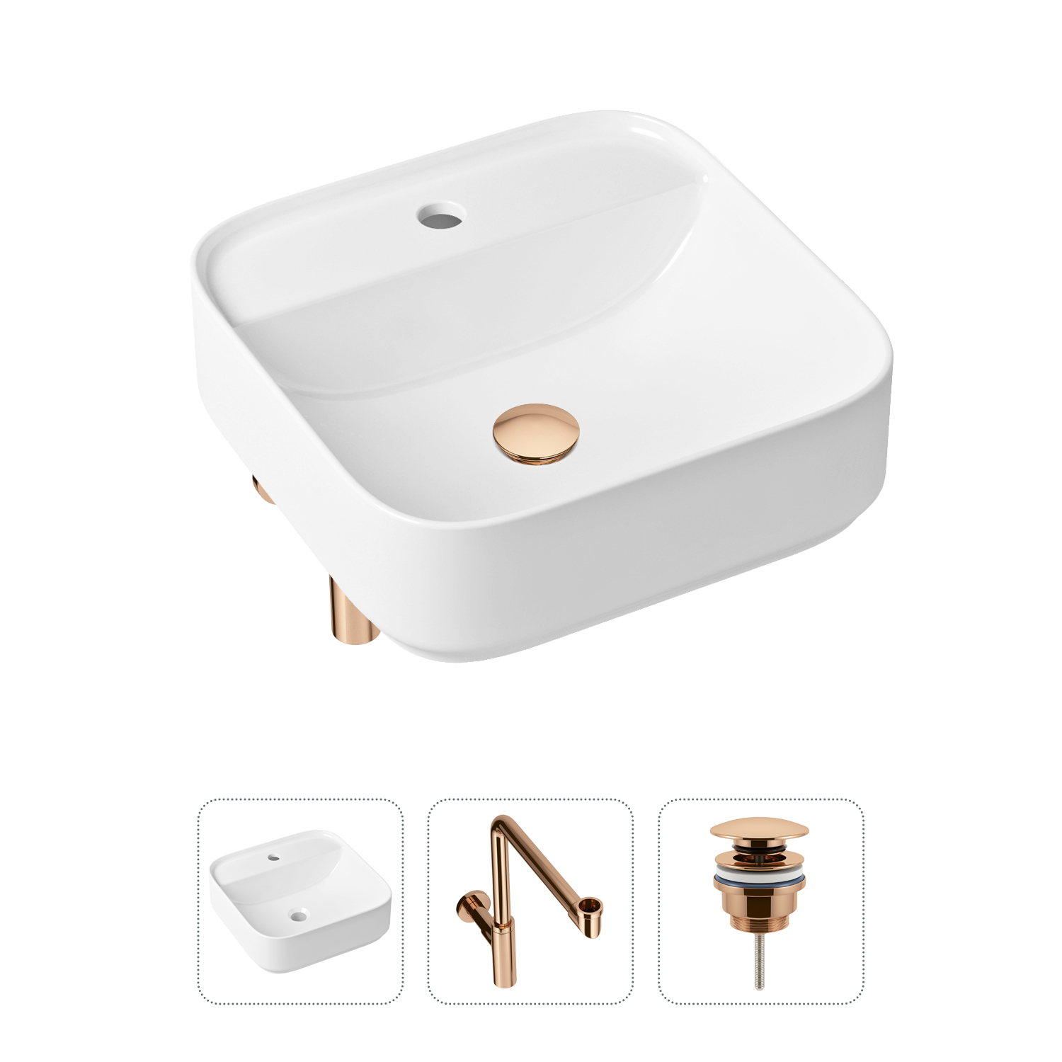 фото Комплект 3 в 1 lavinia boho bathroom sink 21520322: раковина 42 см, сифон, донный клапан