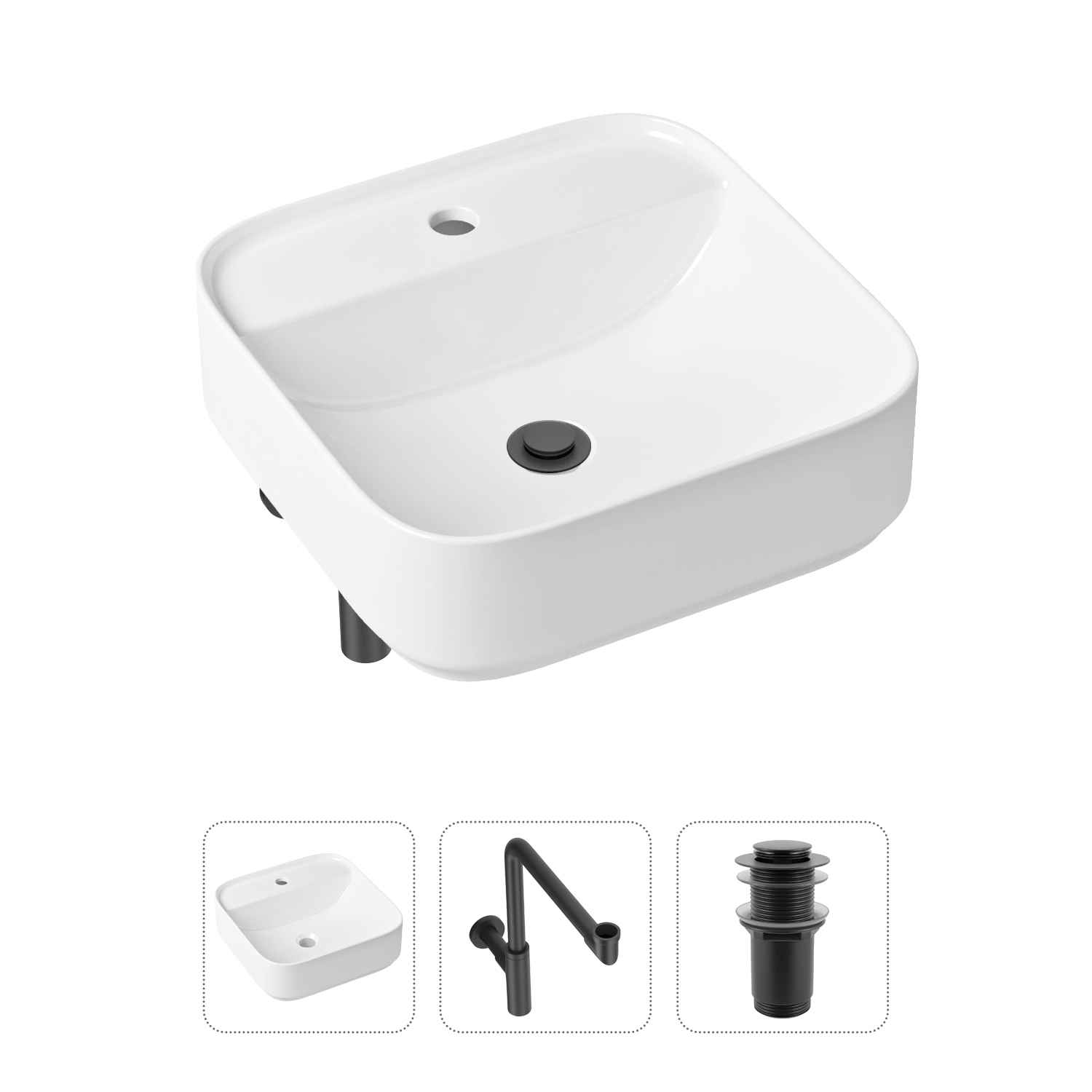 Комплект 3 в 1 Lavinia Boho Bathroom Sink 21520317: раковина 42 см, сифон, донный клапан донный клапан manzzaro