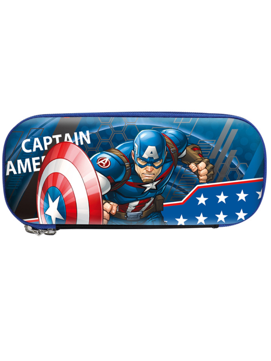 

Пенал школьный Marvel Капитан Америка 3D, каркасный для мальчика жесткий, Синий, Marvel