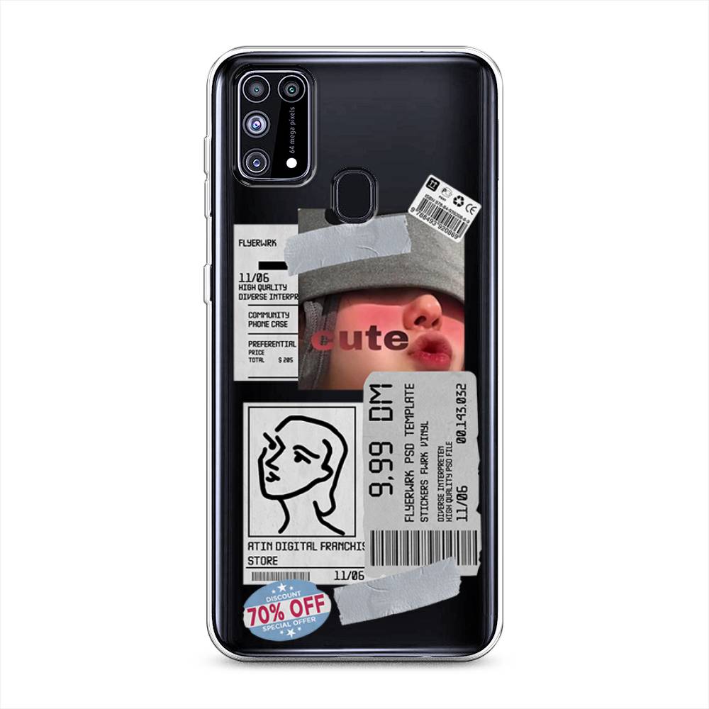 

Чехол на Samsung Galaxy M31 "Cute girl collage", Розовый;серый;голубой, 2100750-6