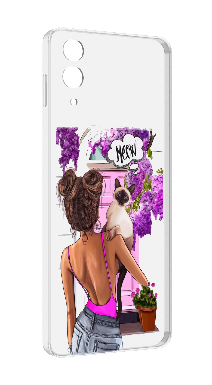 Чехол MyPads Девушка-с-котиком женский для Samsung Galaxy Z Flip 4 (SM-F721)