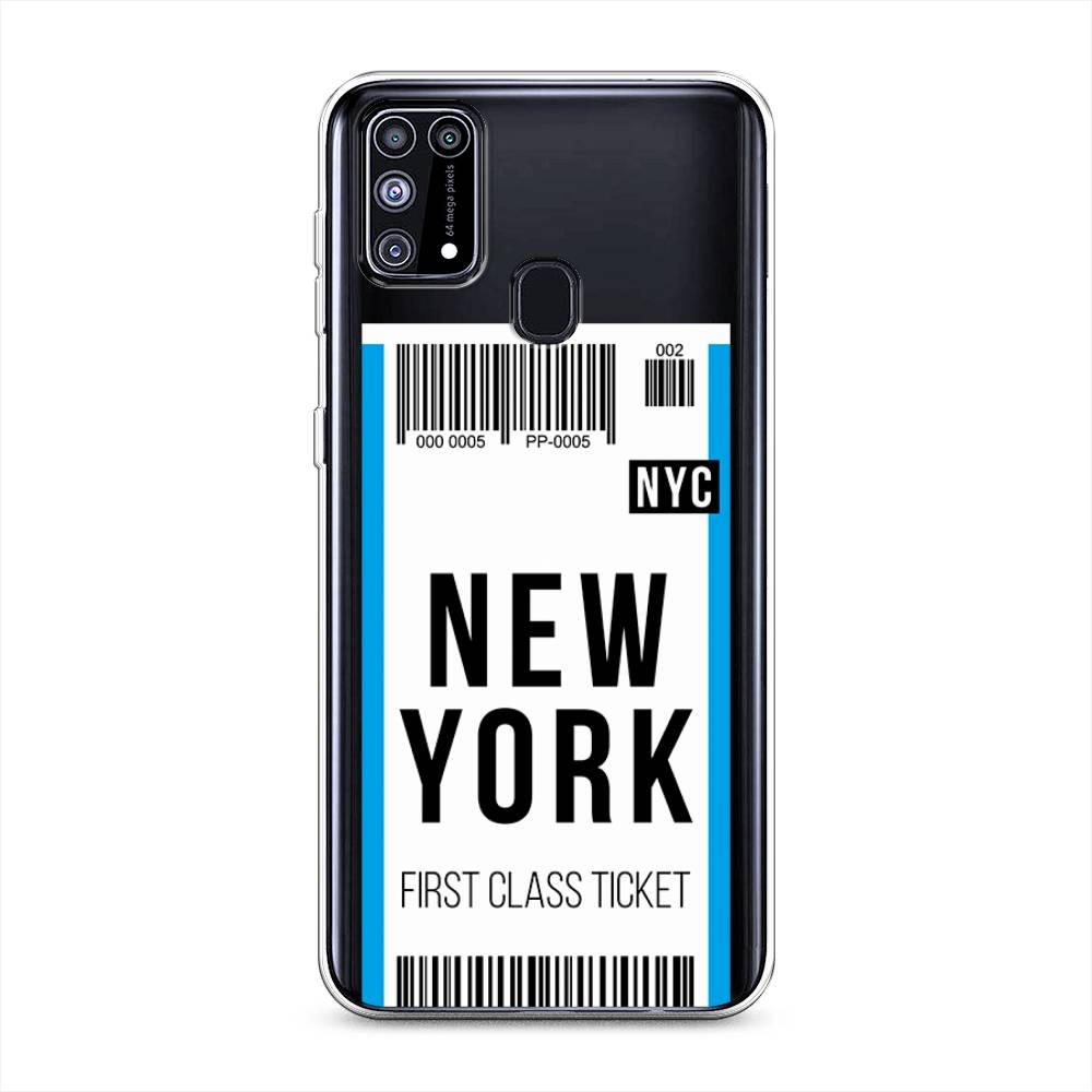 

Чехол на Samsung Galaxy M31 "Билет в Нью-Йорк", Белый;голубой, 2100750-6