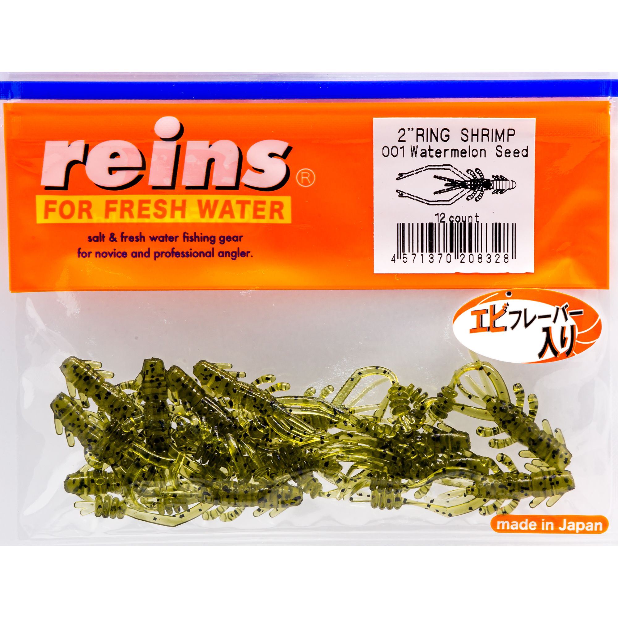 

Силиконовая приманка Reins Ring Shrimp 50 мм цвет 001 Watermelon Seed 12 шт, Ring Shrimp