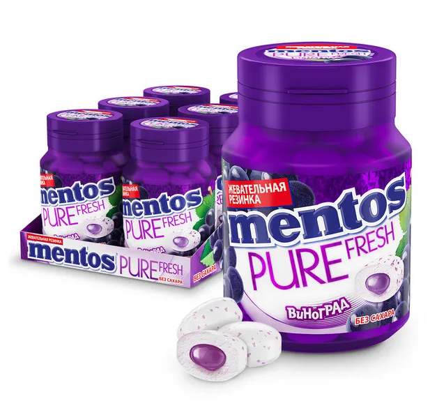 Жевательная резинка Mentos Pure Fresh вкус Виноград (54г х 6шт.)