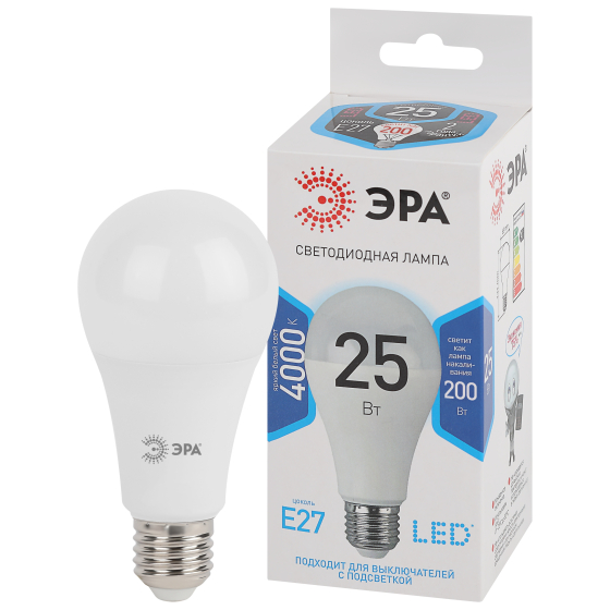 

Лампа светодиодная Эра LED A65-25w-840-E27, Лампочка