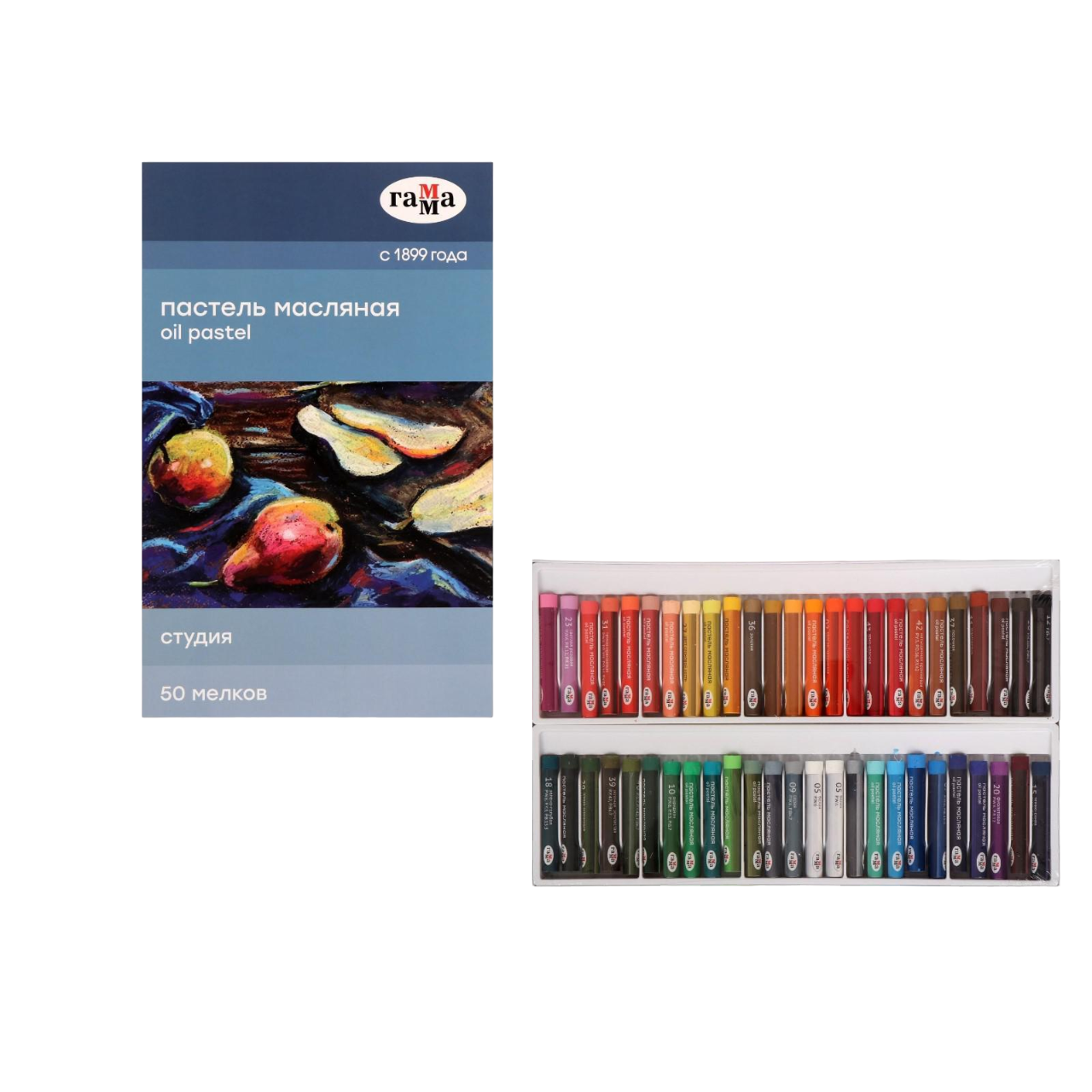 

Пастель масляная Гамма Студия, круглое сечение, 50 цветов, Разноцветный