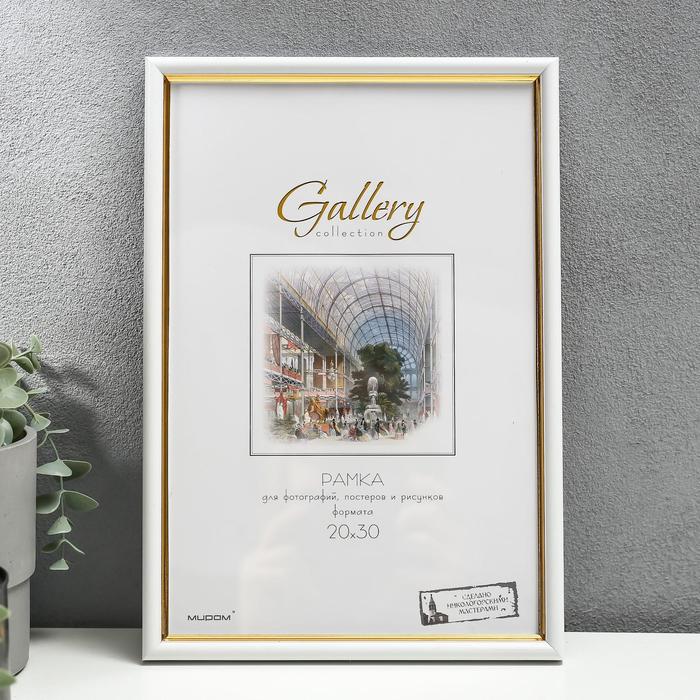 

Фоторамка пластик Gallery 20х30 см, 636461 белый с золотом (пластиковый экран)