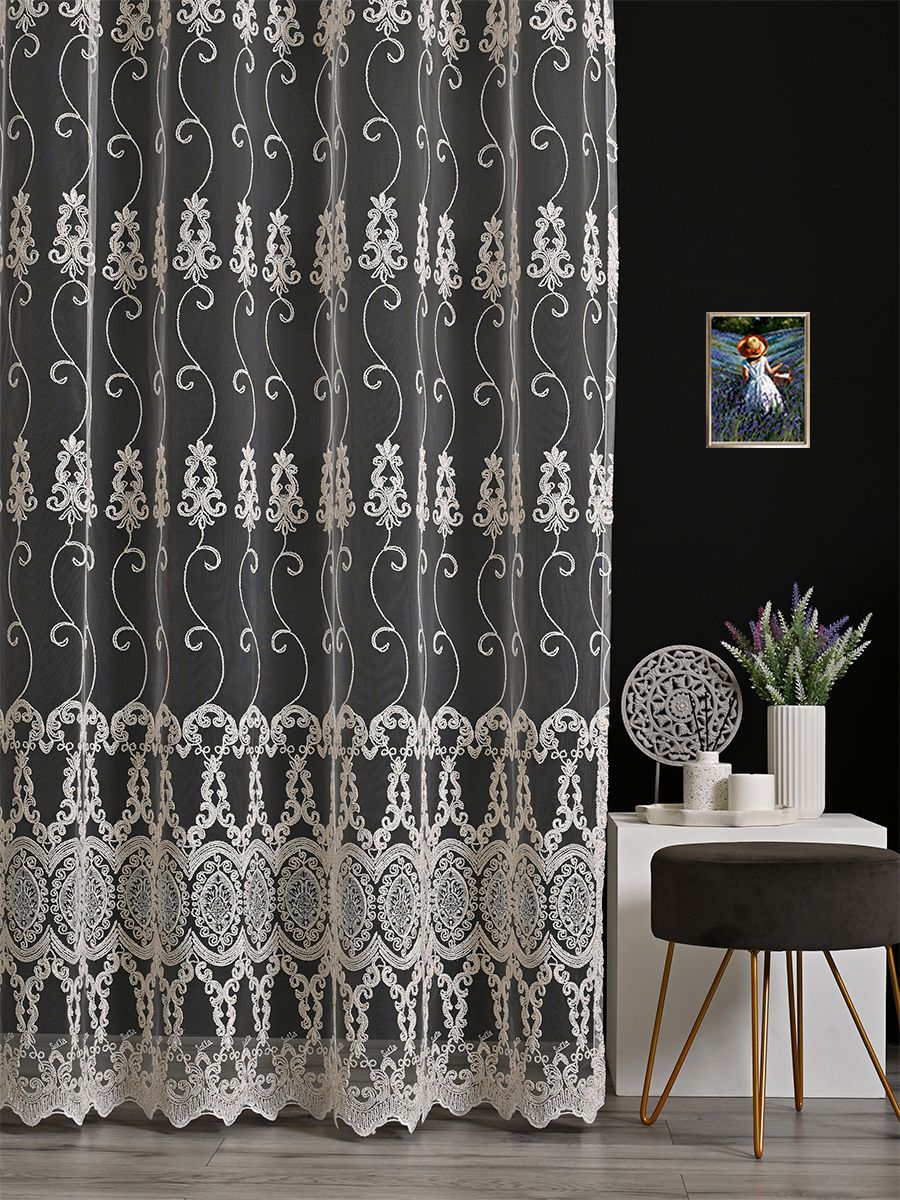 

Тюль A&H корд с вышивкой 300x220 см 1 шт на шторной ленте, корд