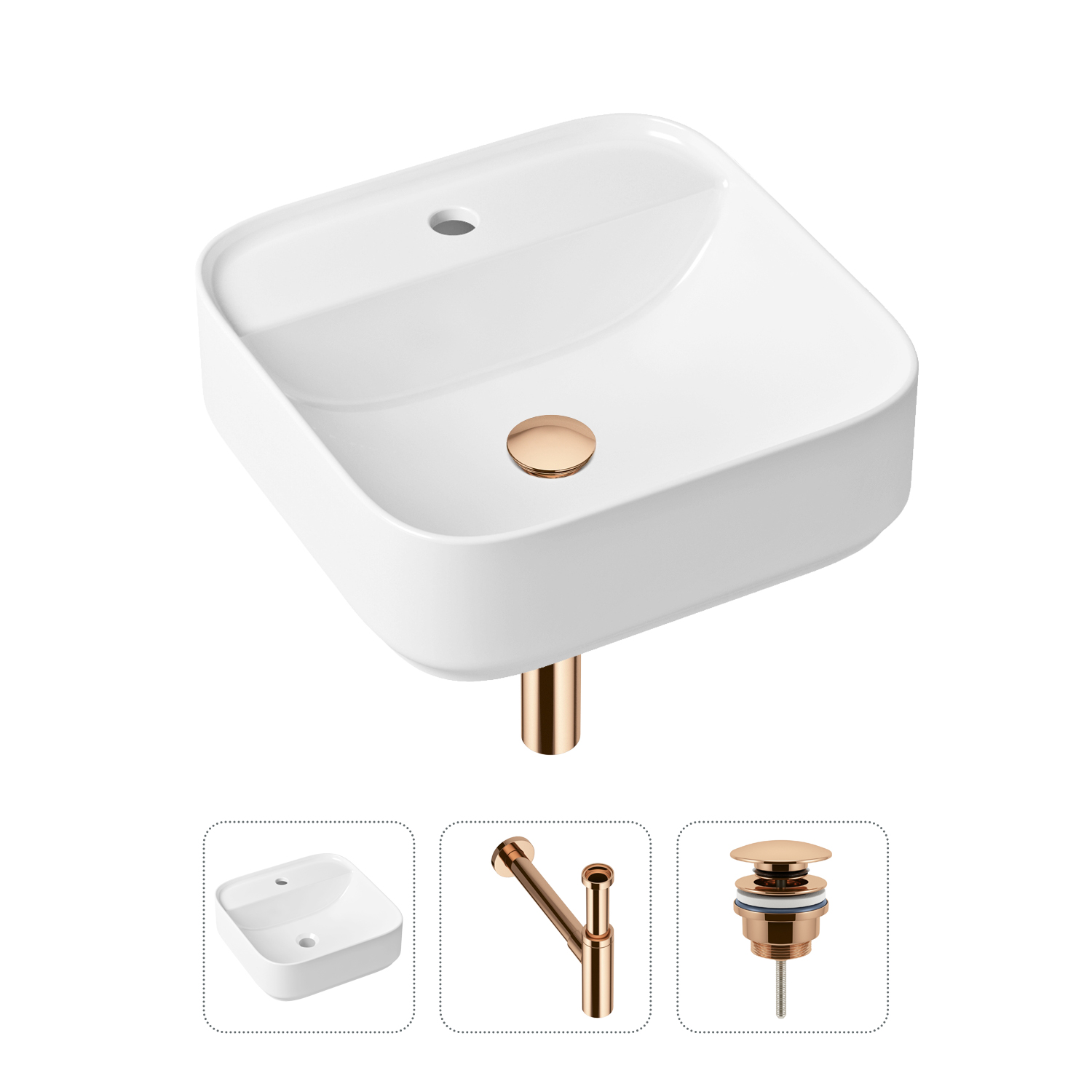 фото Комплект 3 в 1 lavinia boho bathroom sink 21520312: раковина 42 см, сифон, донный клапан