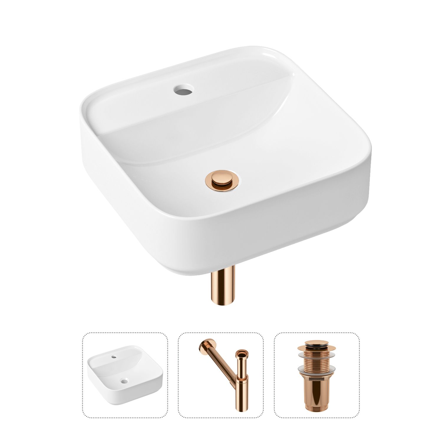 фото Комплект 3 в 1 lavinia boho bathroom sink 21520311: раковина 42 см, сифон, донный клапан