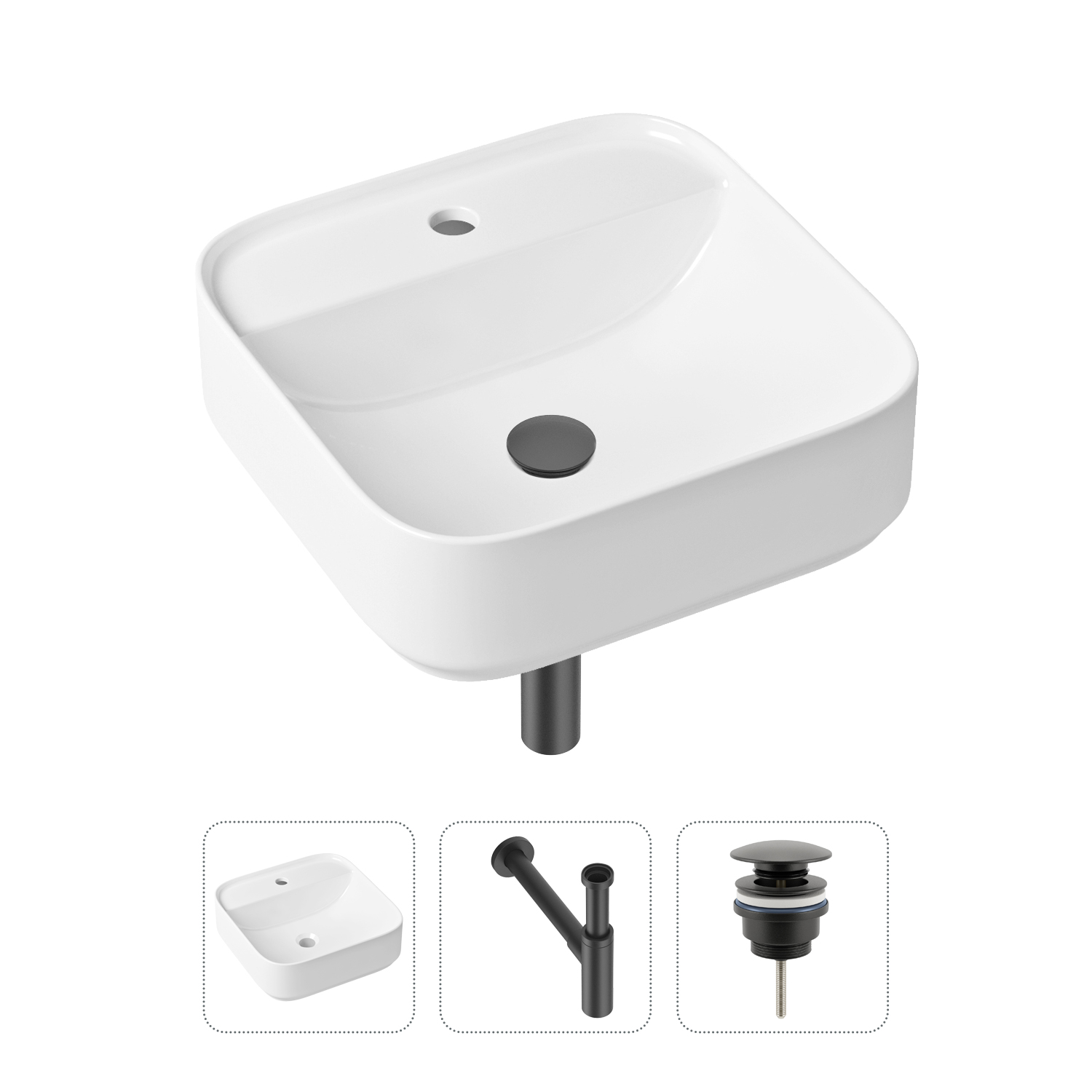 фото Комплект 3 в 1 lavinia boho bathroom sink 21520308: раковина 42 см, сифон, донный клапан