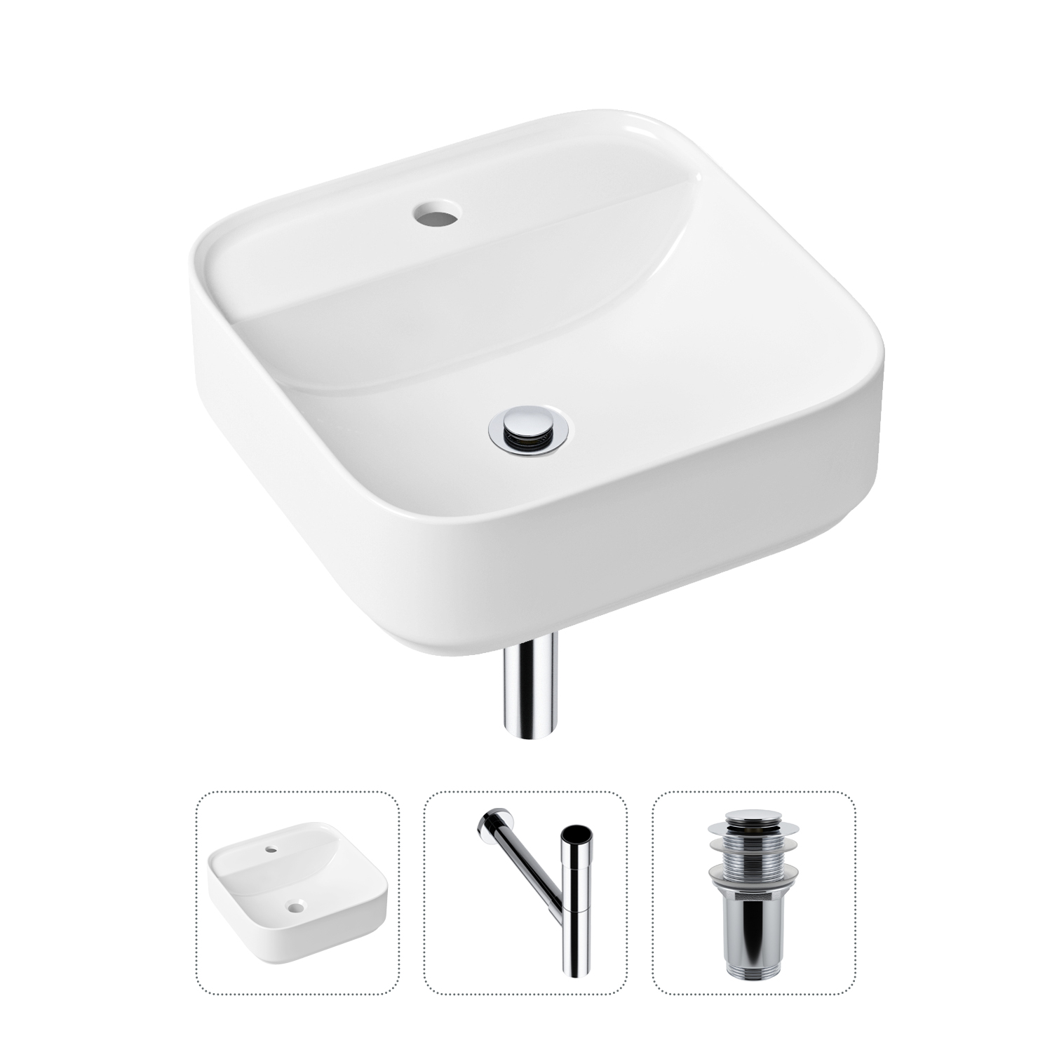 фото Комплект 3 в 1 lavinia boho bathroom sink 21520295: раковина 42 см, сифон, донный клапан