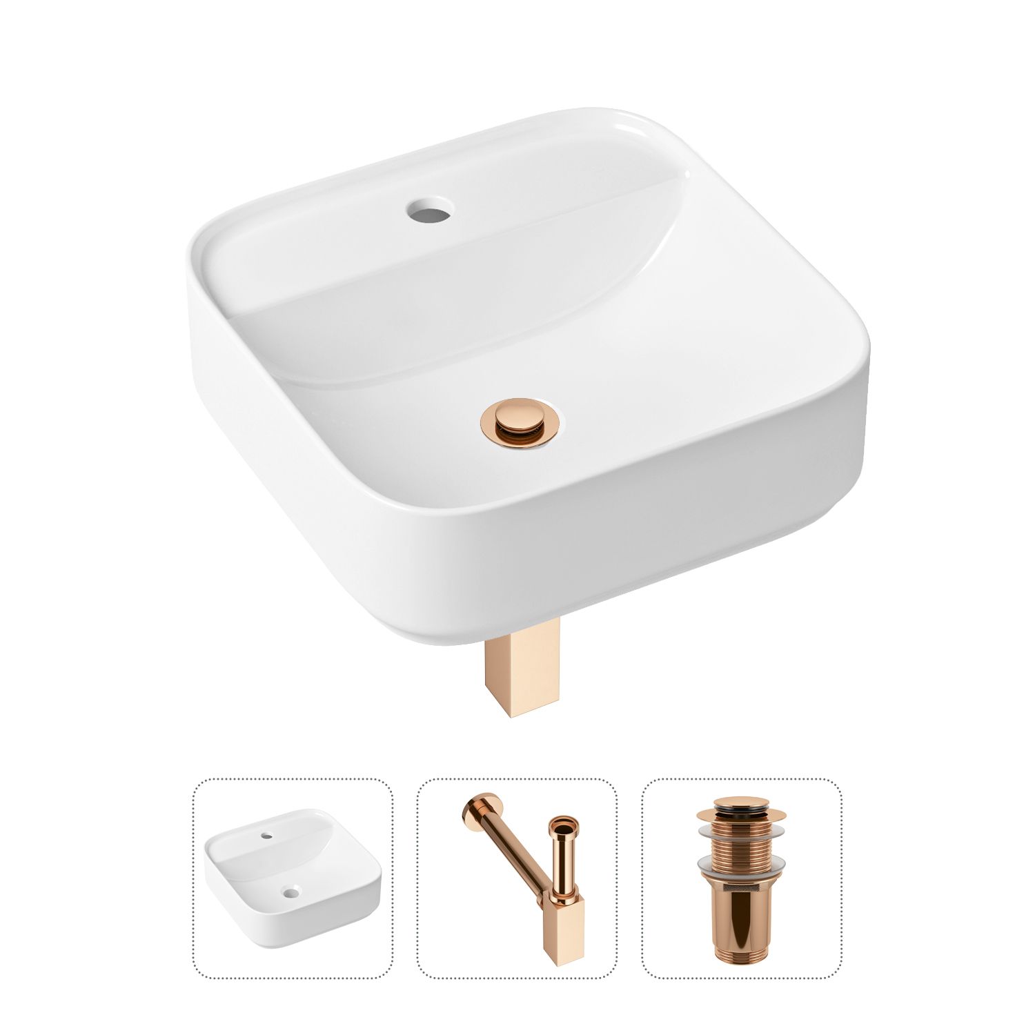 фото Комплект 3 в 1 lavinia boho bathroom sink 21520291: раковина 42 см, сифон, донный клапан