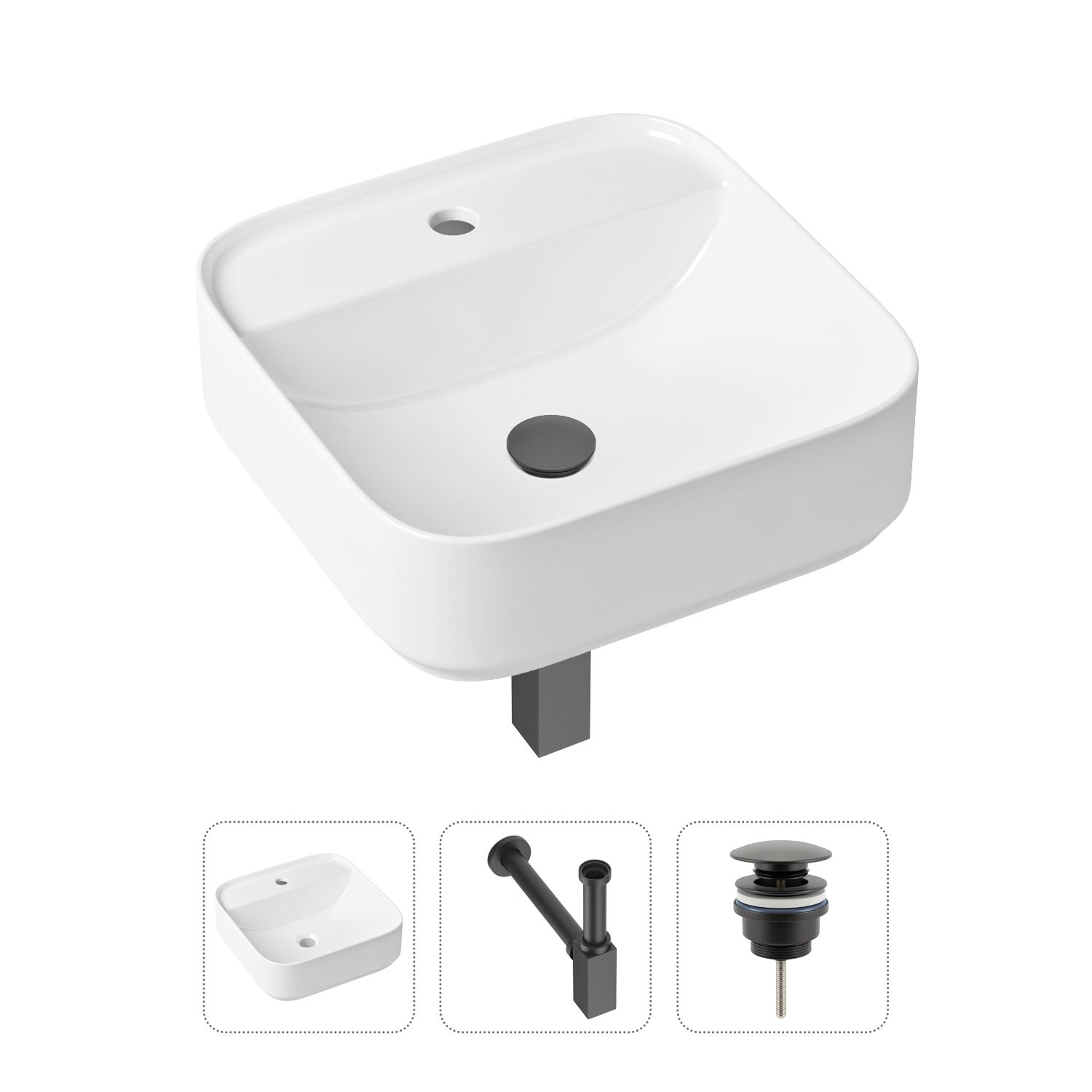 

Комплект 3 в 1 Lavinia Boho Bathroom Sink 21520288: раковина 42 см, сифон, донный клапан, Bathroom Sink 21520288