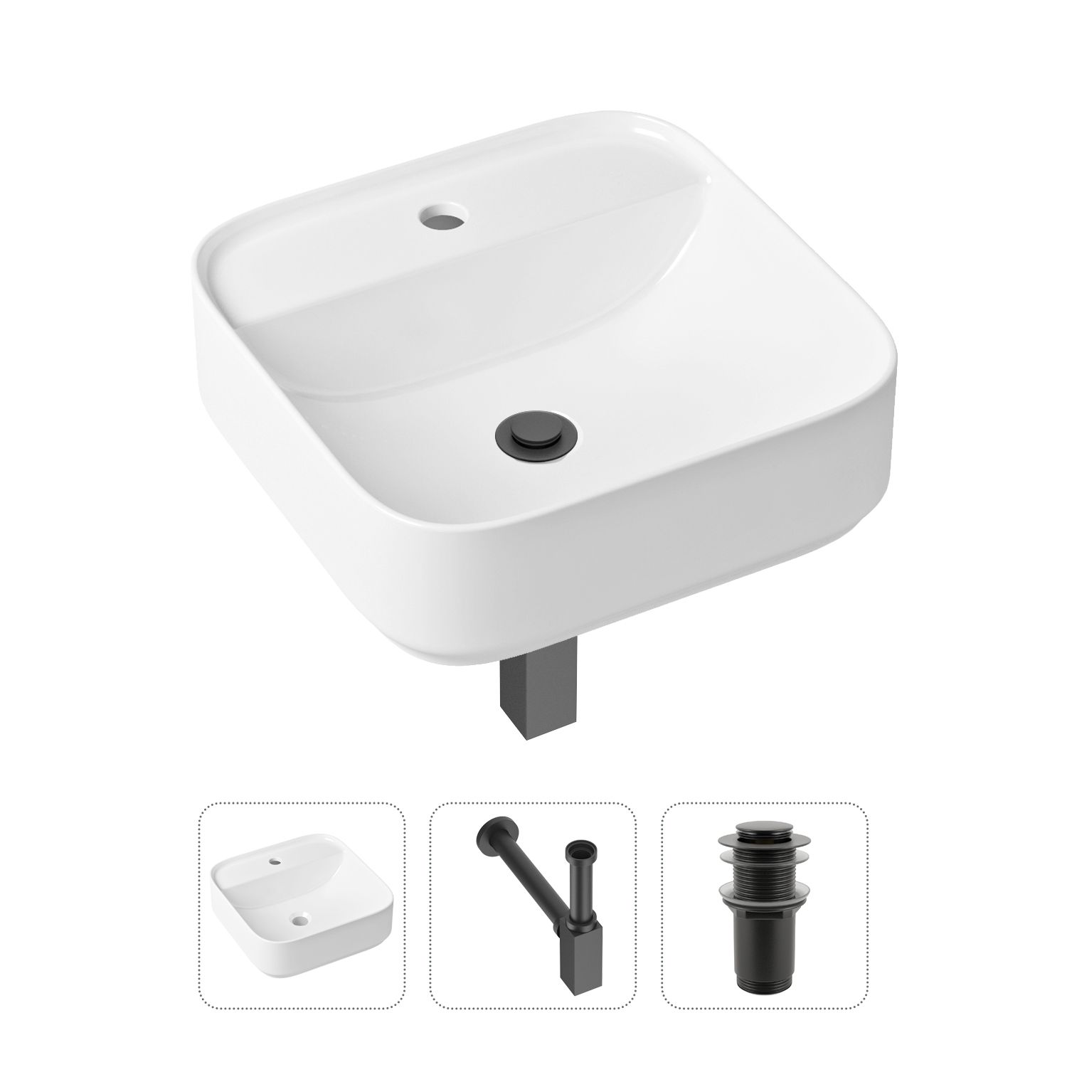 

Комплект 3 в 1 Lavinia Boho Bathroom Sink 21520287: раковина 42 см, сифон, донный клапан, Bathroom Sink 21520287