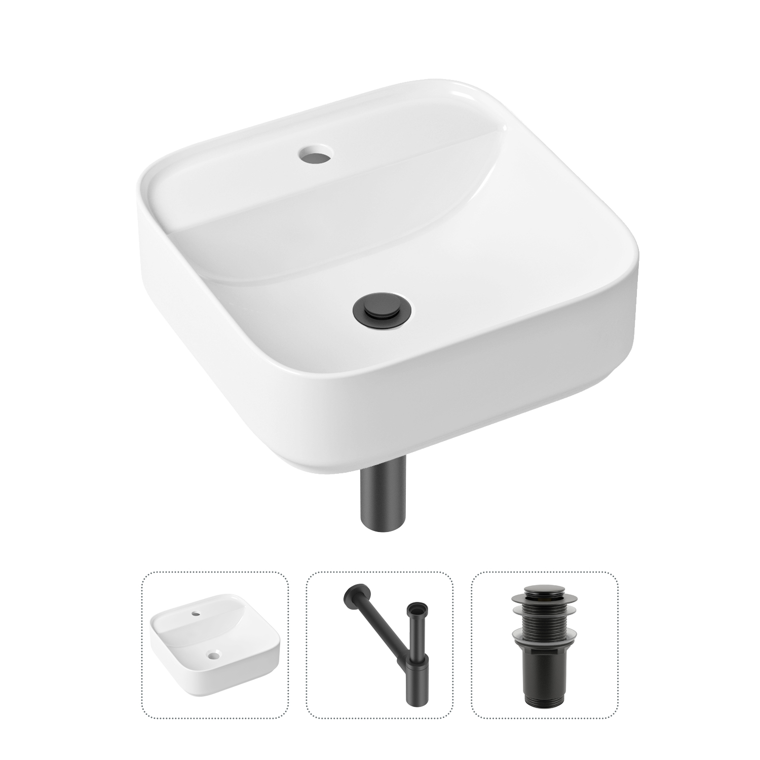 фото Комплект 3 в 1 lavinia boho bathroom sink 21520277: раковина 42 см, сифон, донный клапан