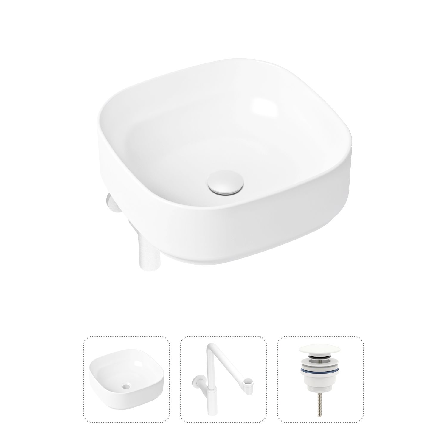 фото Комплект 3 в 1 lavinia boho bathroom sink 21520270: раковина 40 см, сифон, донный клапан