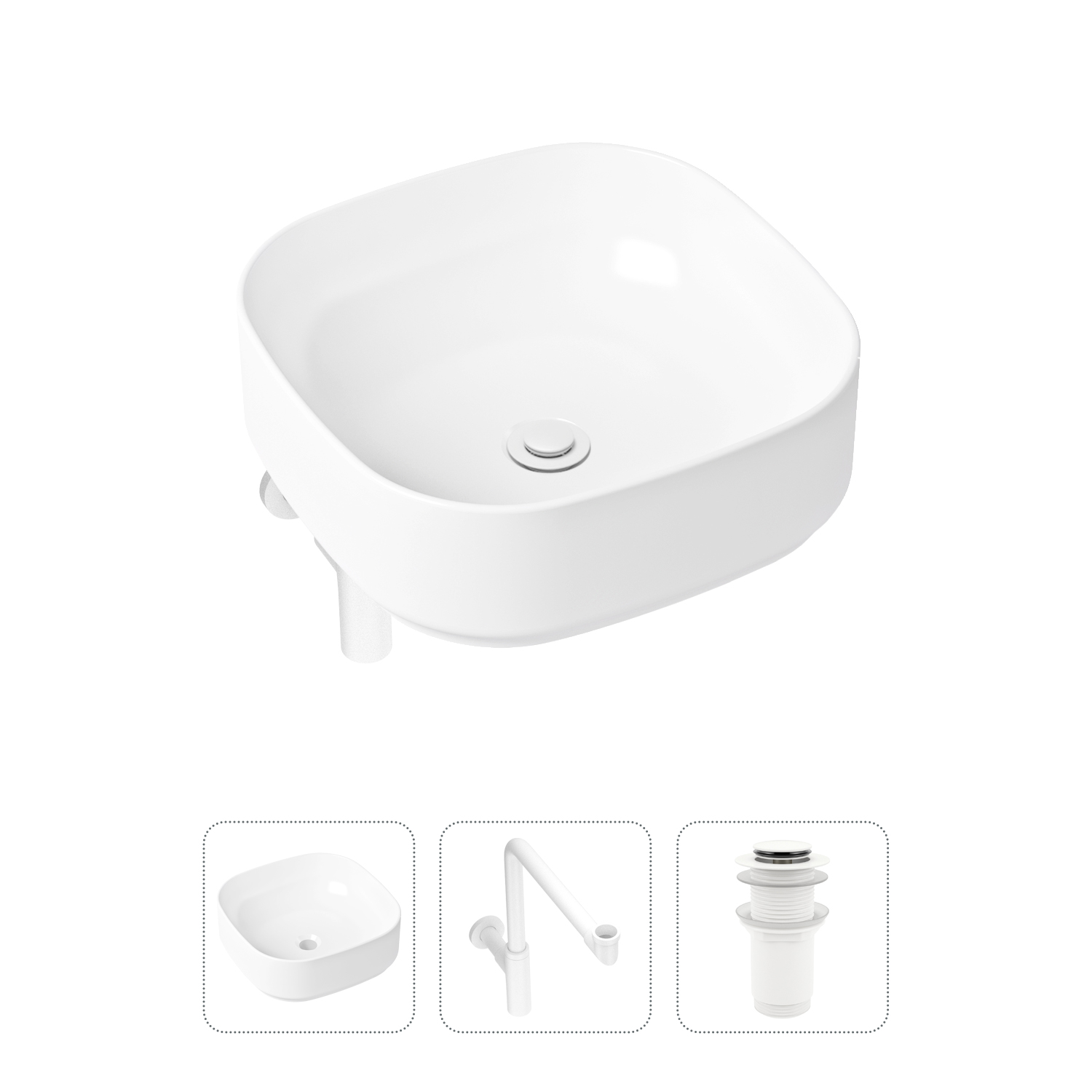 фото Комплект 3 в 1 lavinia boho bathroom sink 21520269: раковина 40 см, сифон, донный клапан