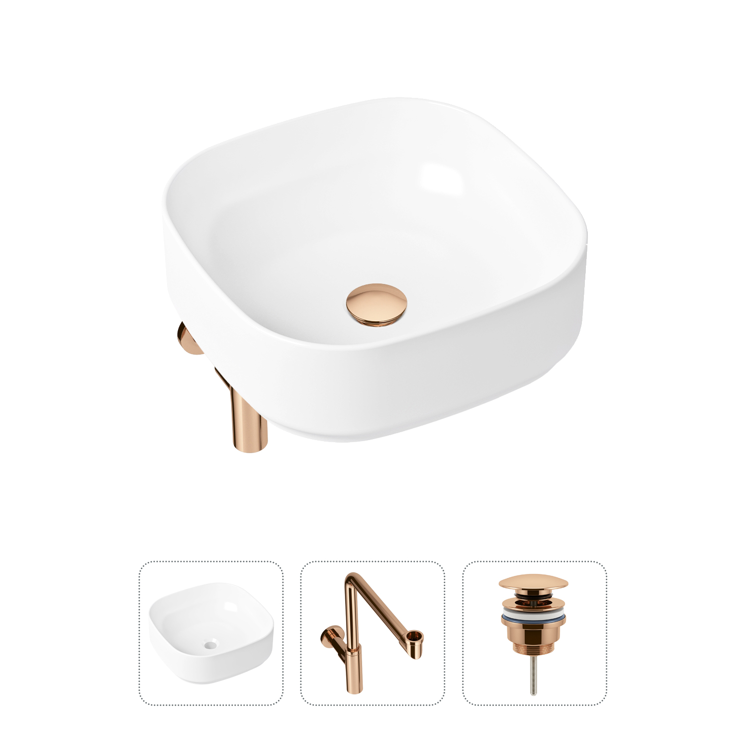 Комплект 3 в 1 Lavinia Boho Bathroom Sink 21520268: раковина 40 см, сифон, донный клапан донный клапан orange