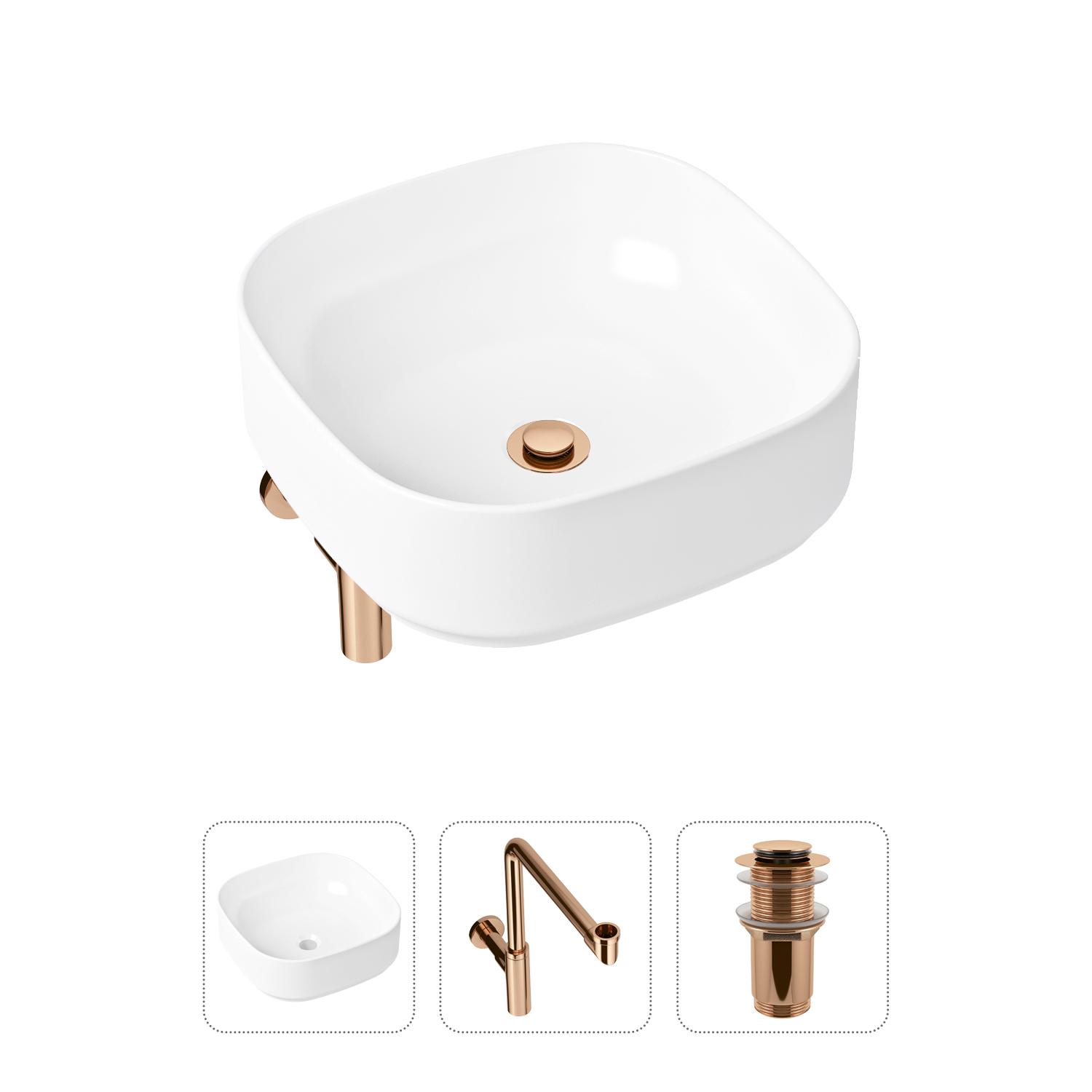 фото Комплект 3 в 1 lavinia boho bathroom sink 21520267: раковина 40 см, сифон, донный клапан