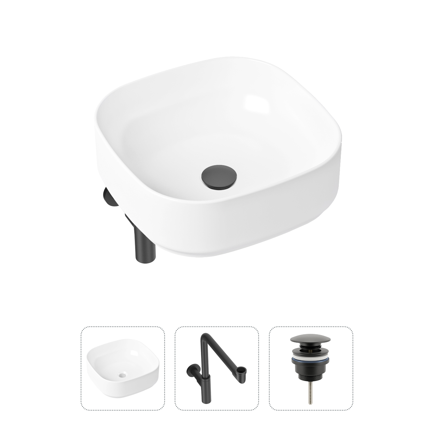 фото Комплект 3 в 1 lavinia boho bathroom sink 21520264: раковина 40 см, сифон, донный клапан