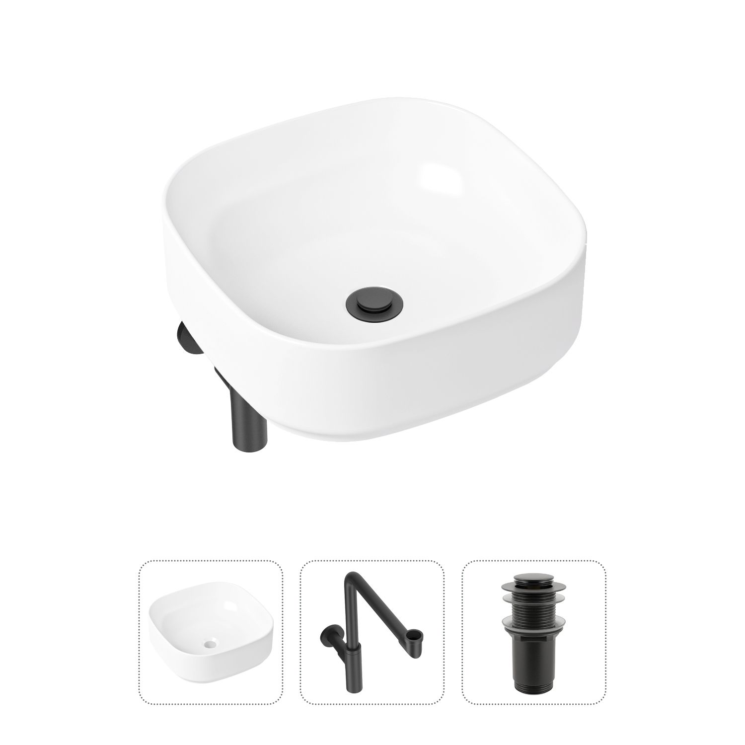 фото Комплект 3 в 1 lavinia boho bathroom sink 21520263: раковина 40 см, сифон, донный клапан