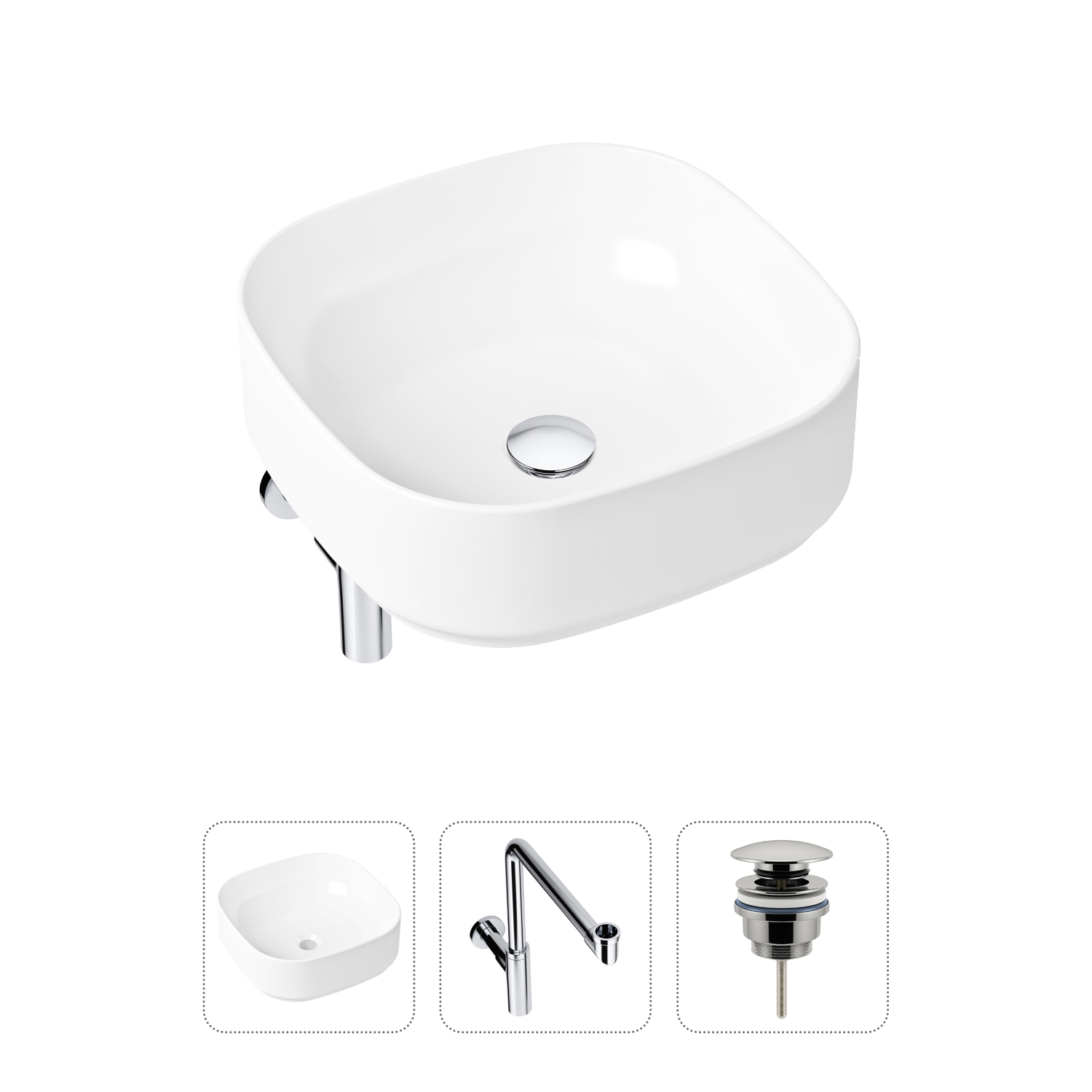 фото Комплект 3 в 1 lavinia boho bathroom sink 21520262: раковина 40 см, сифон, донный клапан