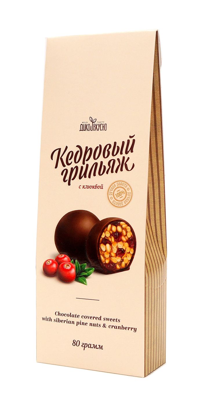 

Конфеты шоколадные Дико Вкусно Кедровый грильяж с клюквой