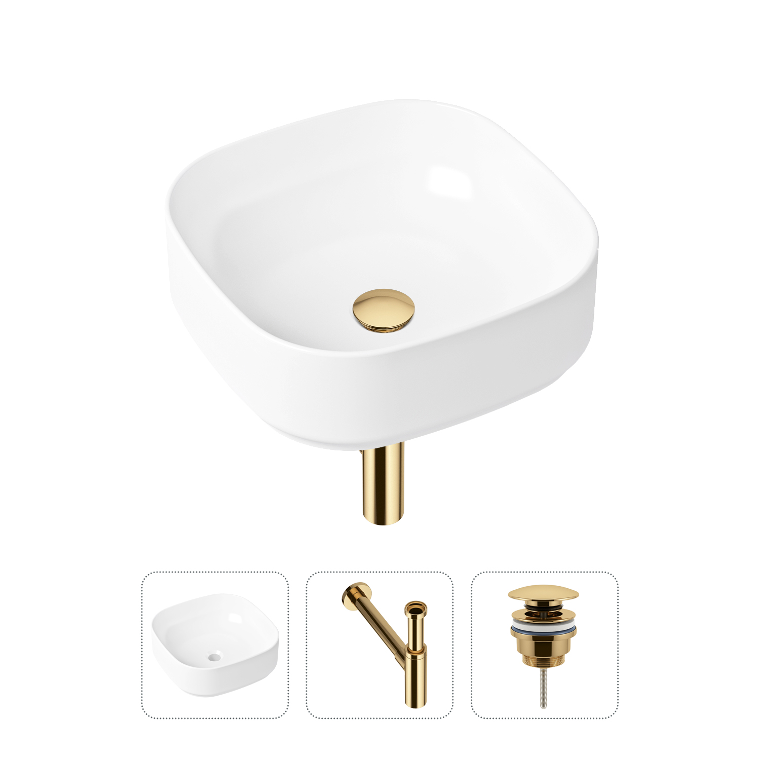 Комплект 3 в 1 Lavinia Boho Bathroom Sink 21520256: раковина 40 см, сифон, донный клапан формы для наращивания ногтей узкие 50 шт золотистый