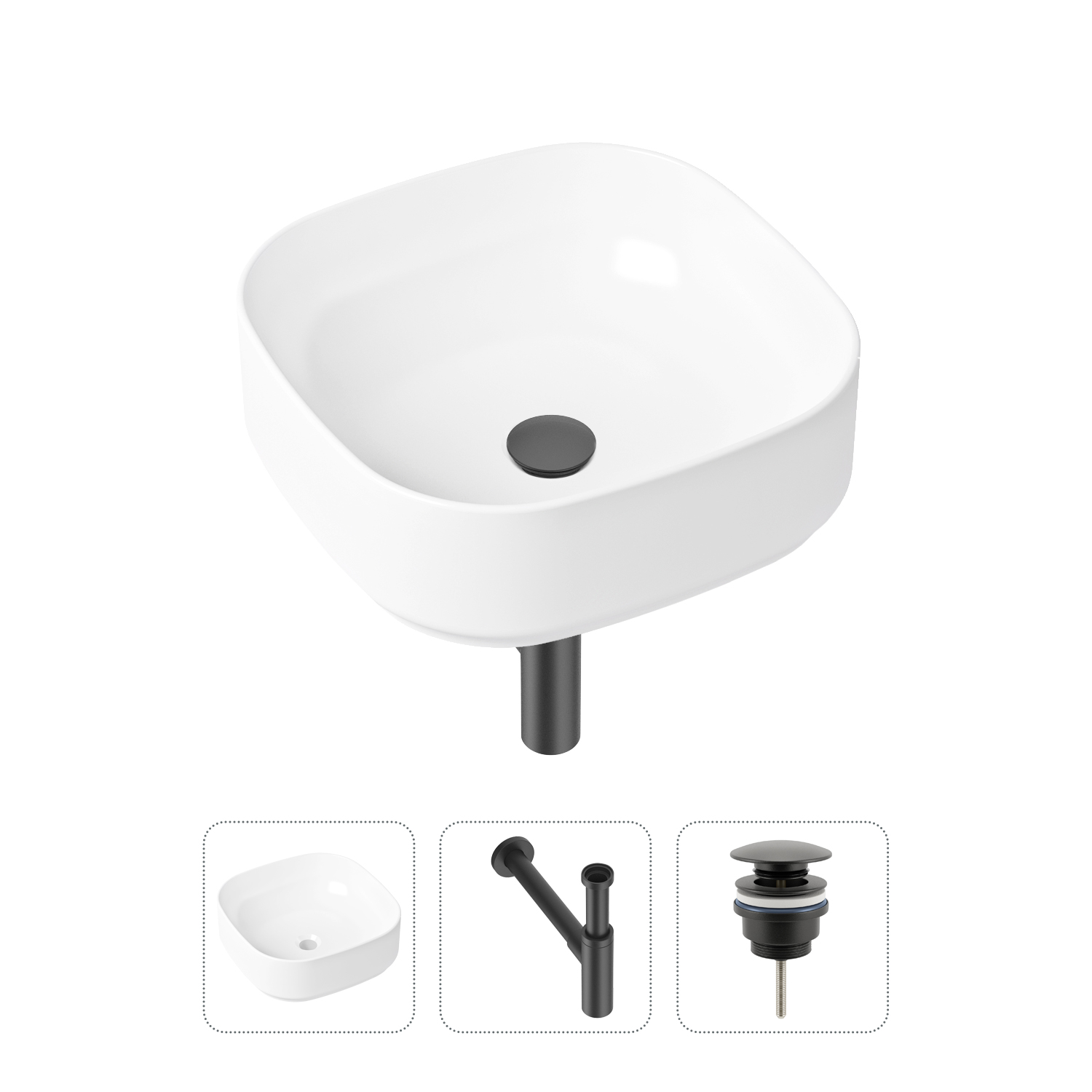 фото Комплект 3 в 1 lavinia boho bathroom sink 21520254: раковина 40 см, сифон, донный клапан