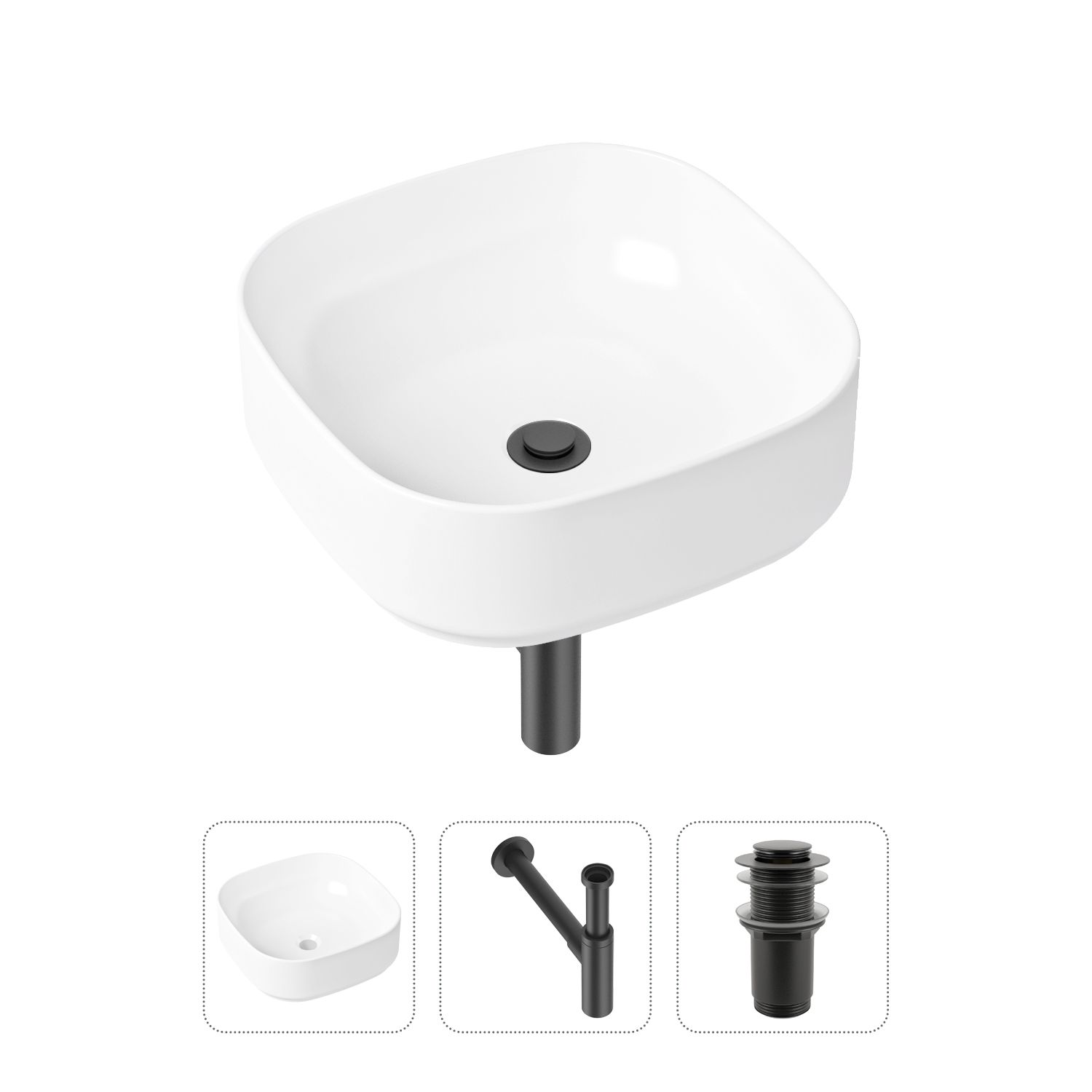 фото Комплект 3 в 1 lavinia boho bathroom sink 21520253: раковина 40 см, сифон, донный клапан