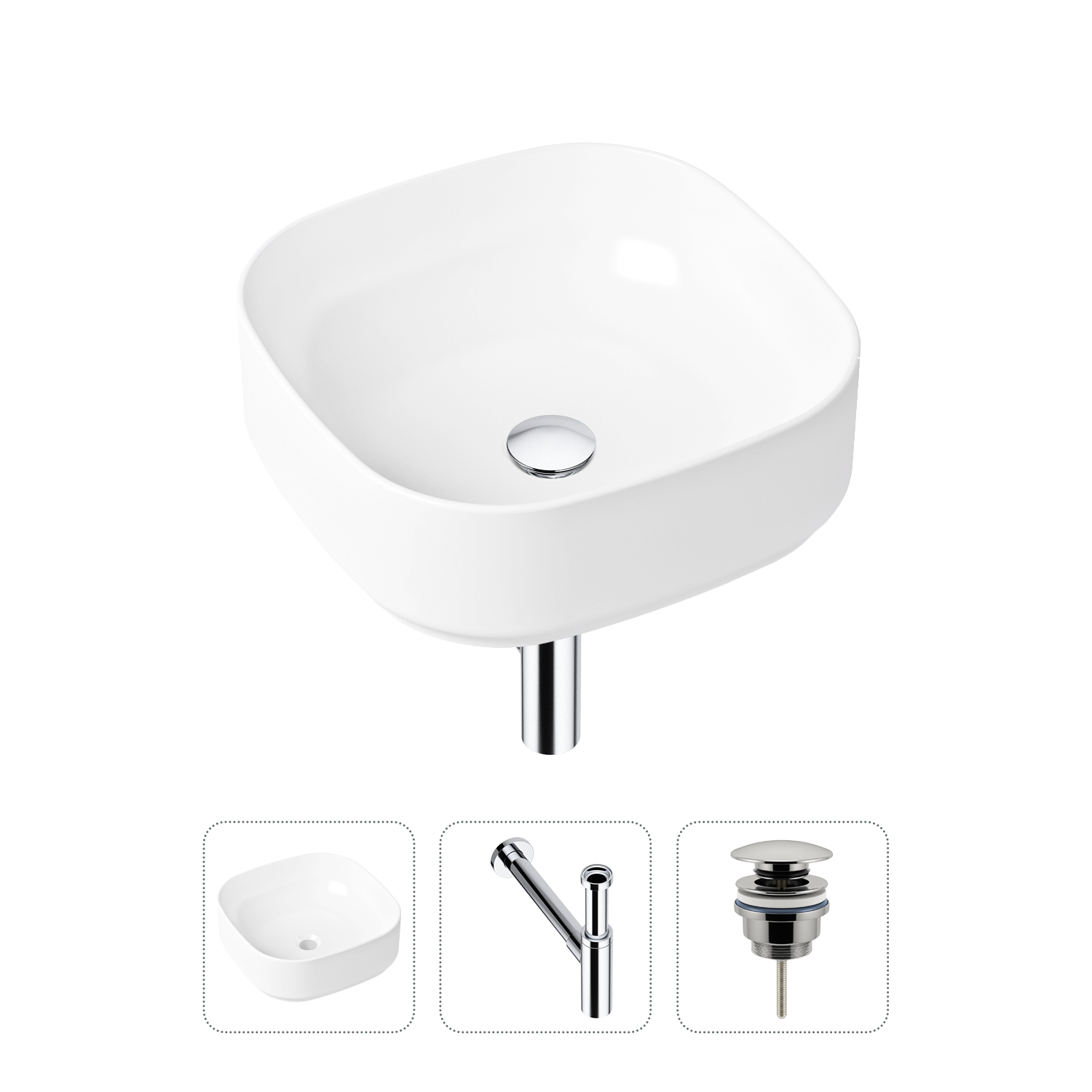 фото Комплект 3 в 1 lavinia boho bathroom sink 21520252: раковина 40 см, сифон, донный клапан