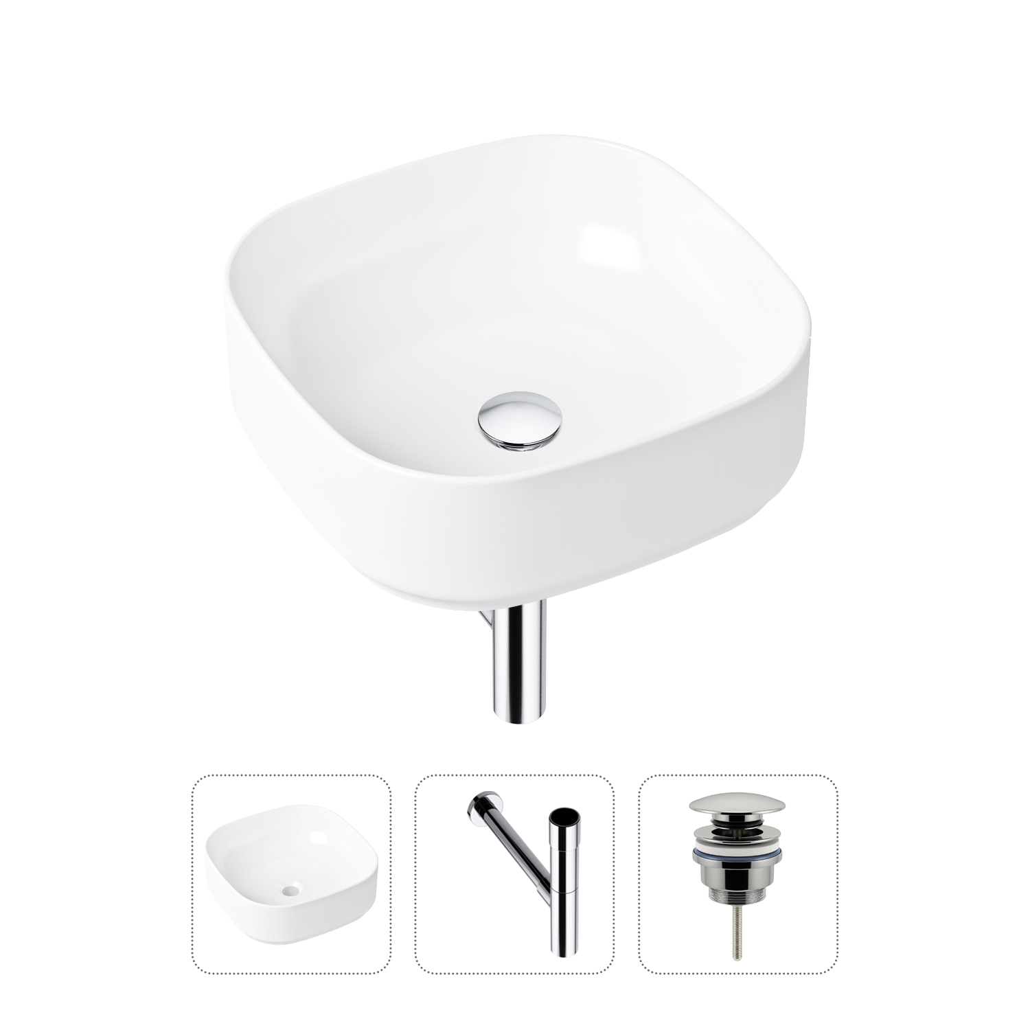 фото Комплект 3 в 1 lavinia boho bathroom sink 21520242: раковина 40 см, сифон, донный клапан