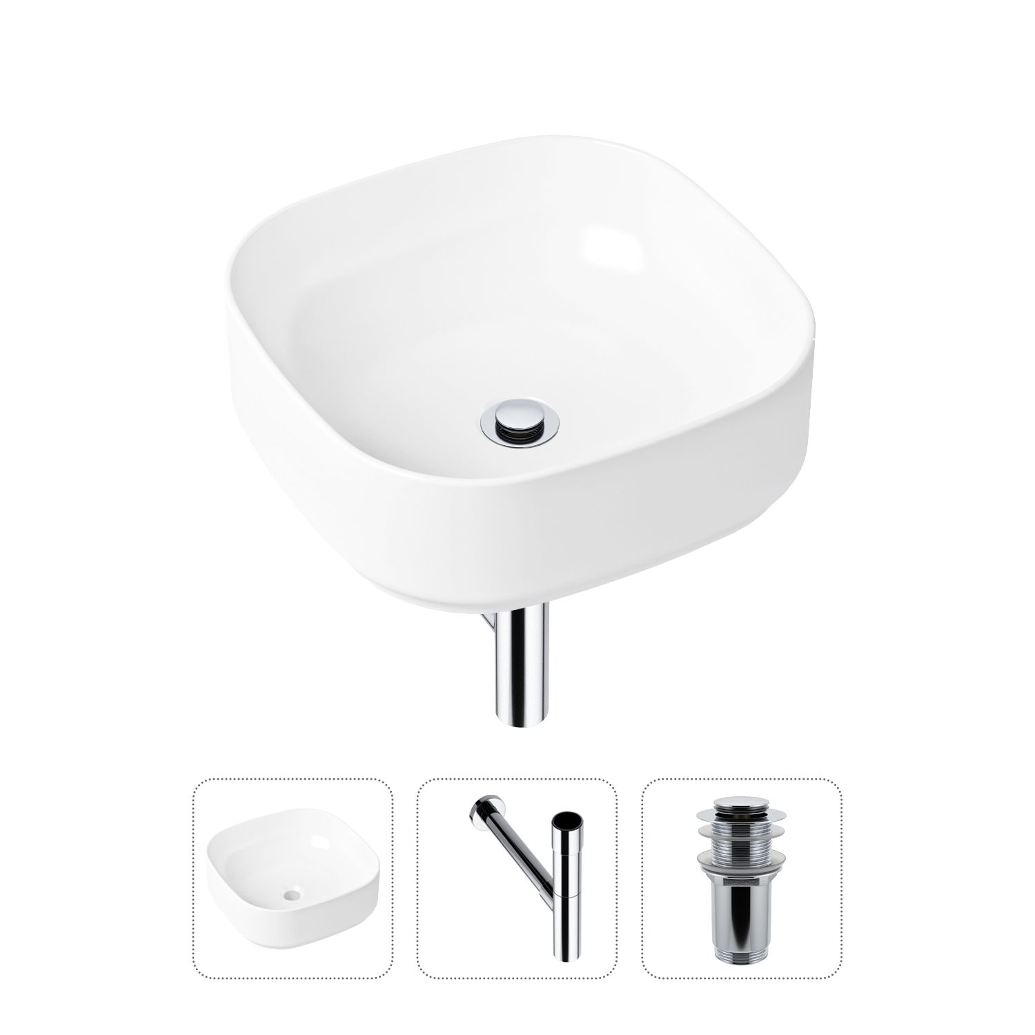 фото Комплект 3 в 1 lavinia boho bathroom sink 21520241: раковина 40 см, сифон, донный клапан