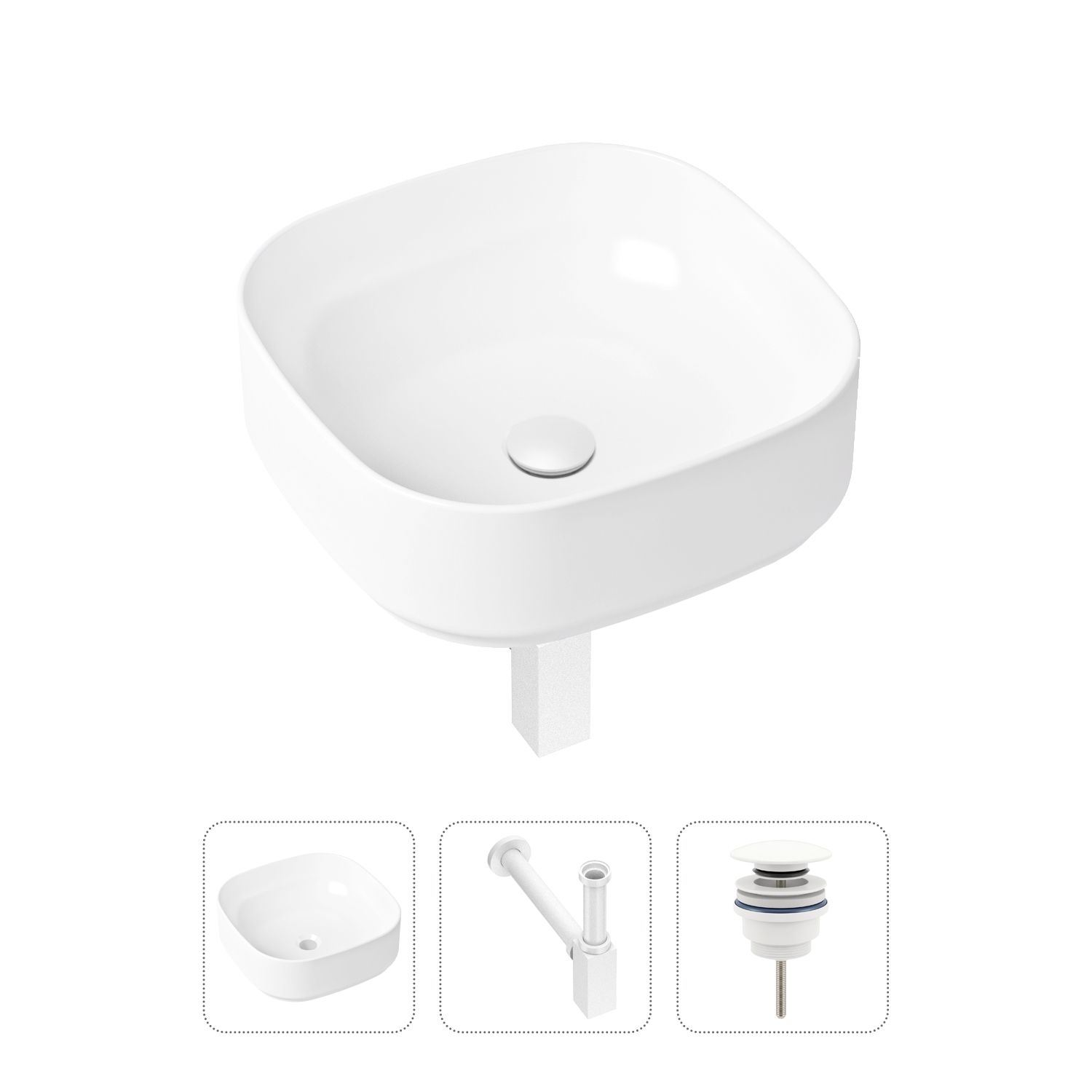 Комплект 3 в 1 Lavinia Boho Bathroom Sink 21520240: раковина 40 см, сифон, донный клапан