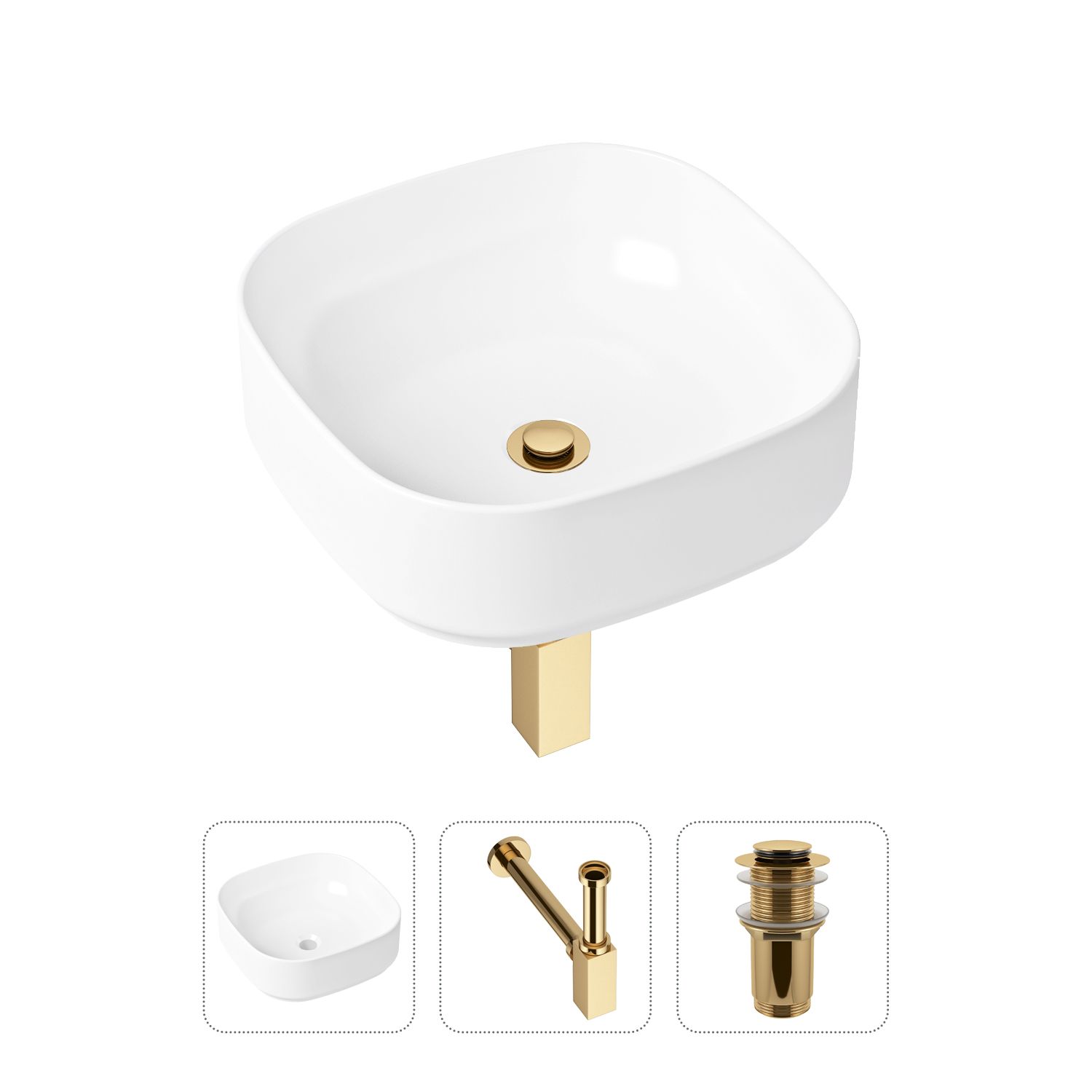 фото Комплект 3 в 1 lavinia boho bathroom sink 21520235: раковина 40 см, сифон, донный клапан