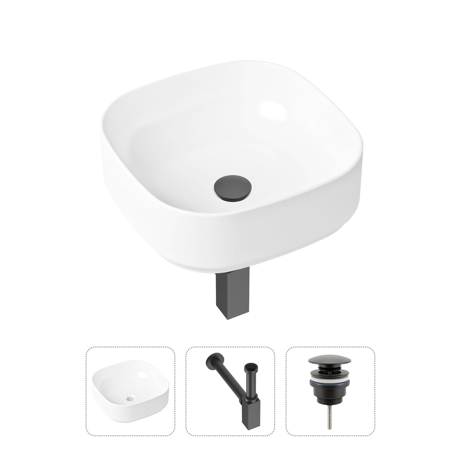 

Комплект 3 в 1 Lavinia Boho Bathroom Sink 21520234: раковина 40 см, сифон, донный клапан, Bathroom Sink 21520234