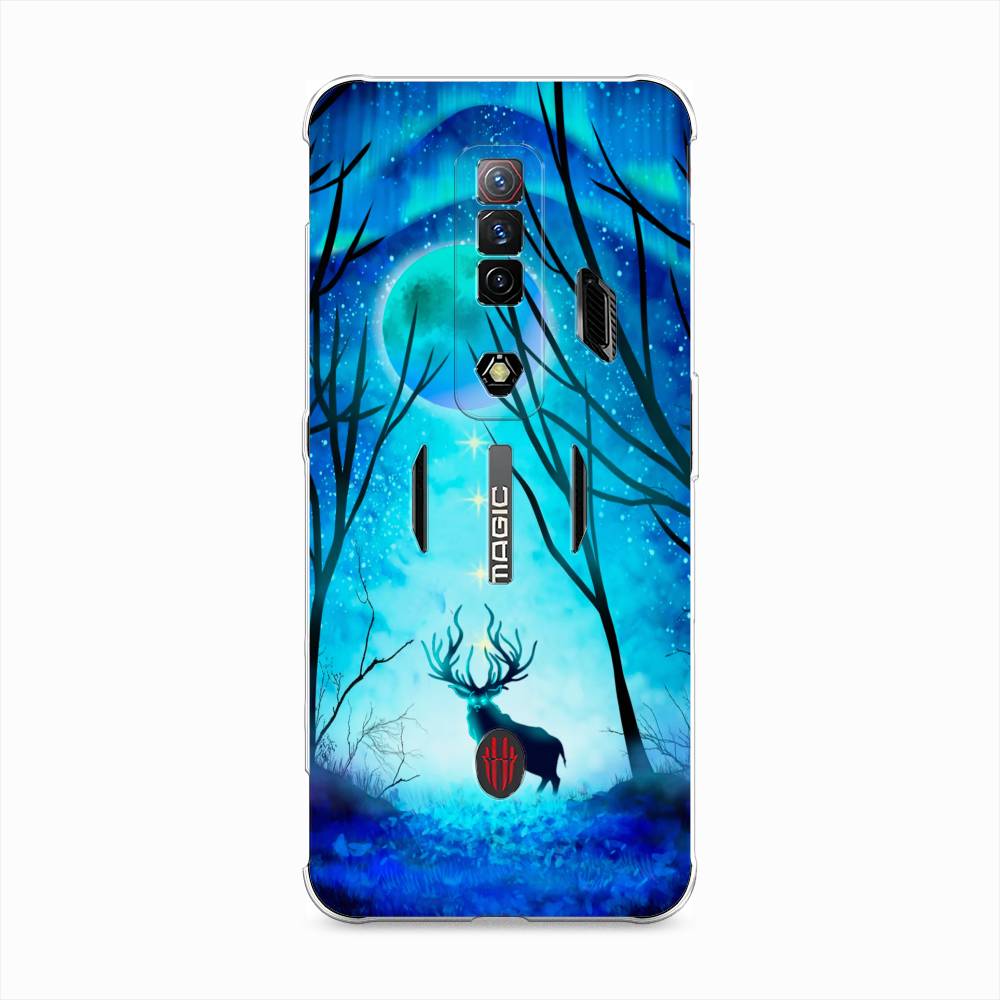 

Чехол на ZTE Nubia Red Magic 7S "Олень северное сияние", Синий;черный;голубой, 136350-1