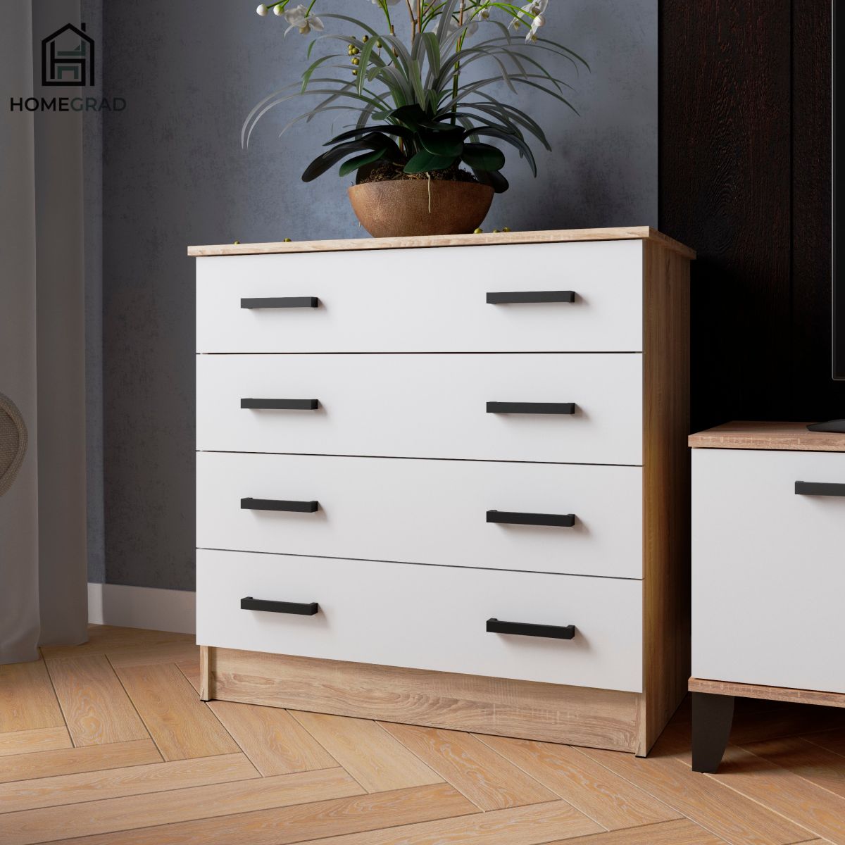 Комод HomeGrad КМ-2 дуб сонома/белый