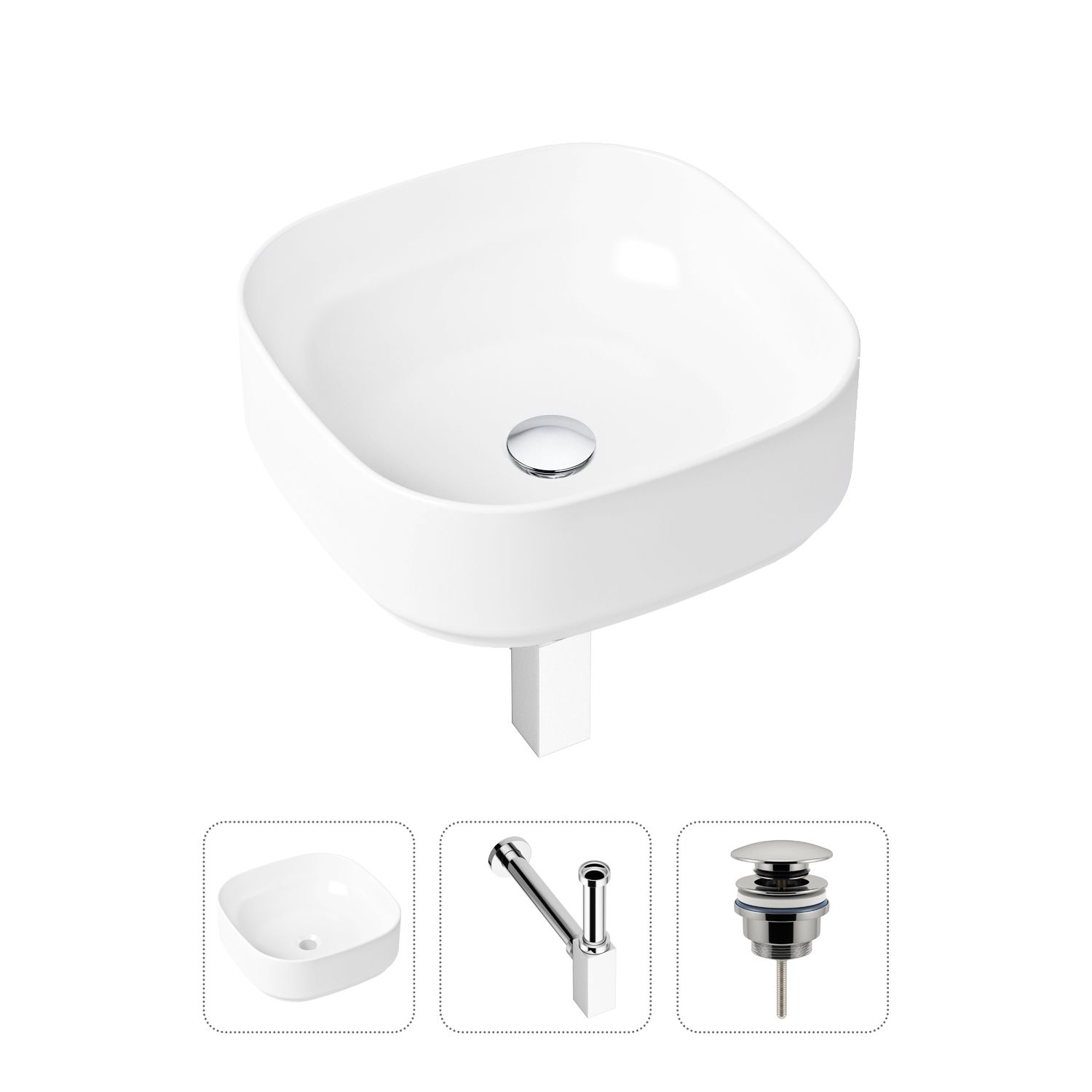 фото Комплект 3 в 1 lavinia boho bathroom sink 21520232: раковина 40 см, сифон, донный клапан