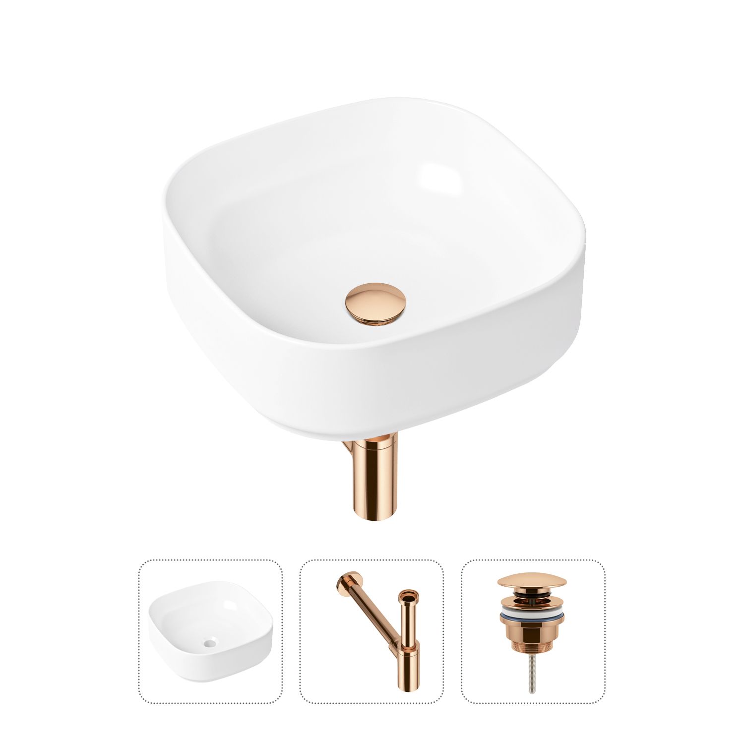 фото Комплект 3 в 1 lavinia boho bathroom sink 21520228: раковина 40 см, сифон, донный клапан