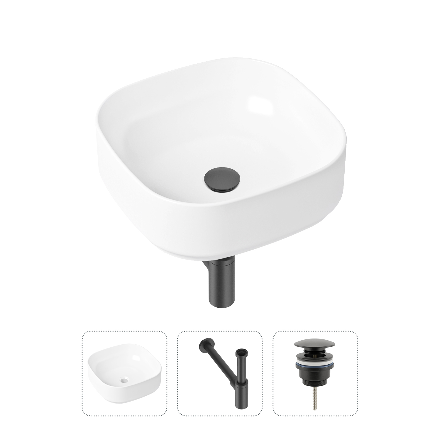 фото Комплект 3 в 1 lavinia boho bathroom sink 21520224: раковина 40 см, сифон, донный клапан