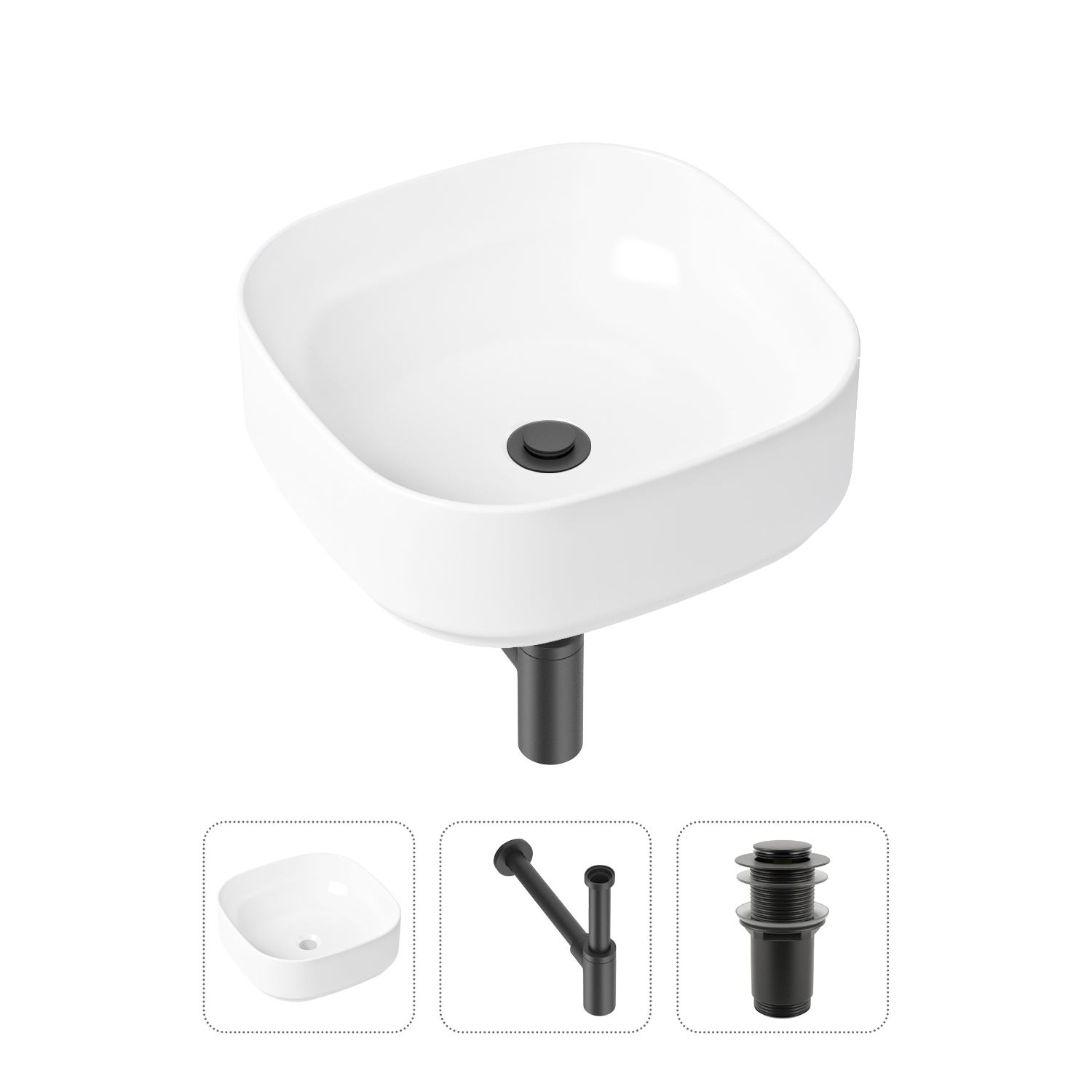 фото Комплект 3 в 1 lavinia boho bathroom sink 21520223: раковина 40 см, сифон, донный клапан