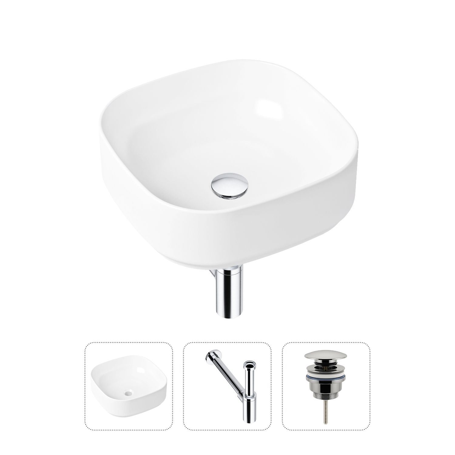 фото Комплект 3 в 1 lavinia boho bathroom sink 21520222: раковина 40 см, сифон, донный клапан