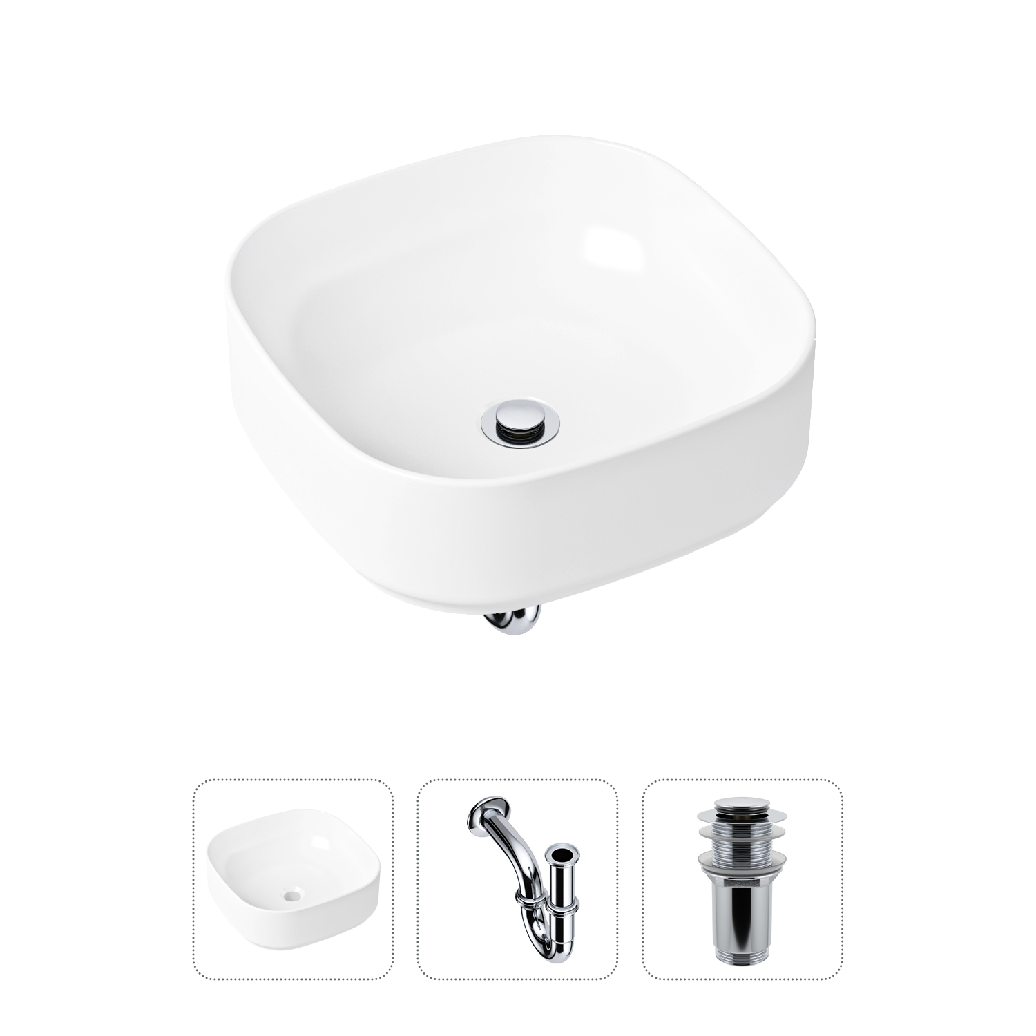 Комплект 3 в 1 Lavinia Boho Bathroom Sink 21520217: раковина 40 см, сифон, донный клапан